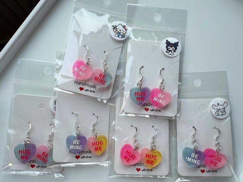 Handmade Y2K Sterling Silver Love Heart Earrings Beadsbylillixx