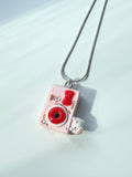 Hello Kitty Inspired Camera Necklace, Stainless Steel Snake Chain 18in | Kawaii Y2K Pendant Necklace Beadsbylillixx