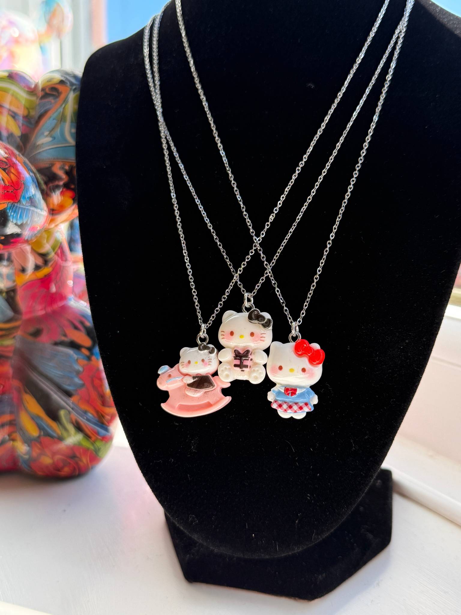 Hello Kitty Inspired Necklaces, Stainless Steel Snake Chain 17.7” | Kawaii Y2K Pendant Necklace Beadsbylillixx
