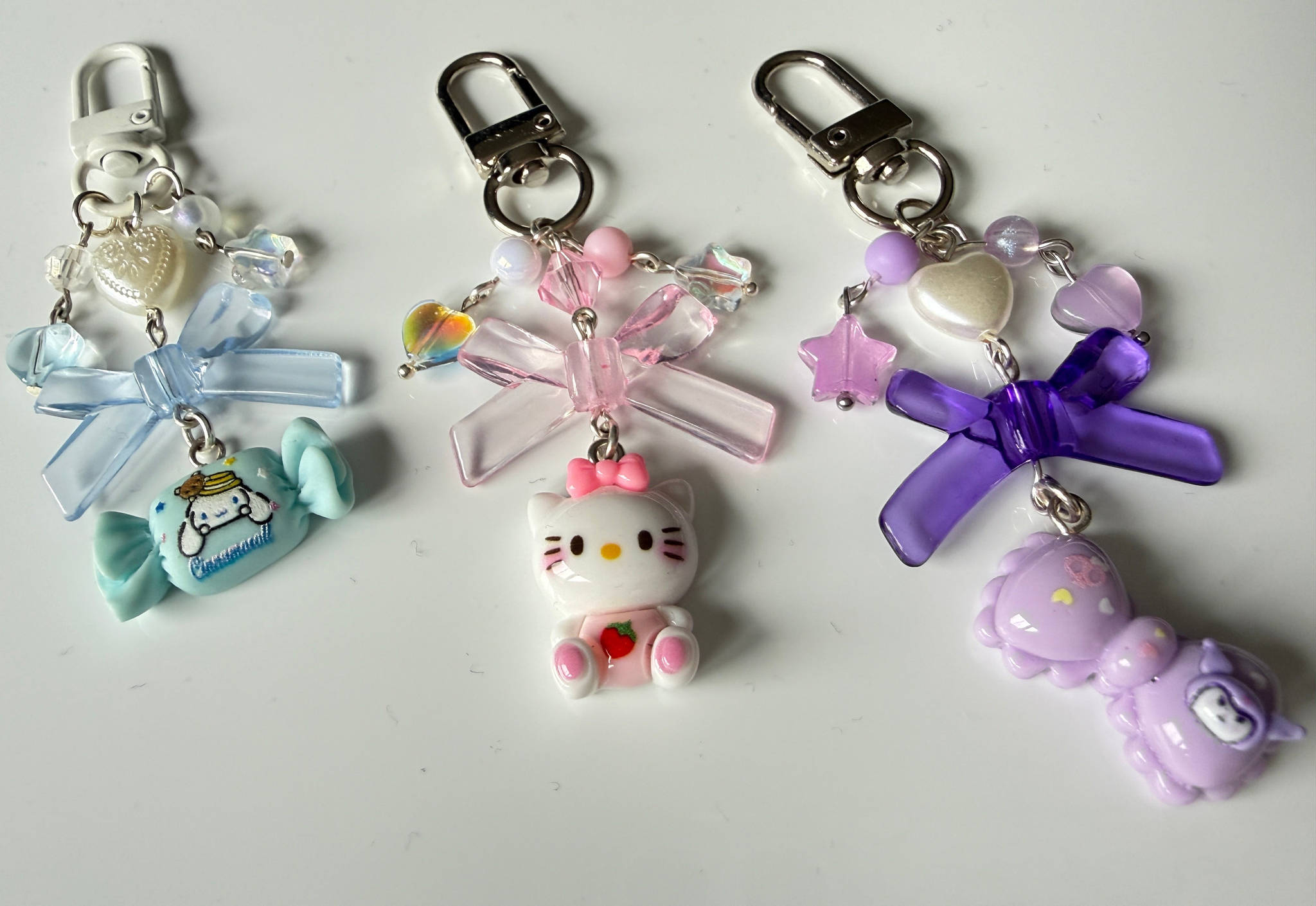 Kawaii Bow Keychain – Sanrio Inspired Beaded Charm | Pastel Y2K Bag Charm Cute Phone Accessory Beadsbylillixx
