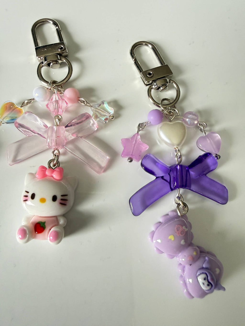 Kawaii Bow Keychain – Sanrio Inspired Beaded Charm | Pastel Y2K Bag Charm Cute Phone Accessory Beadsbylillixx