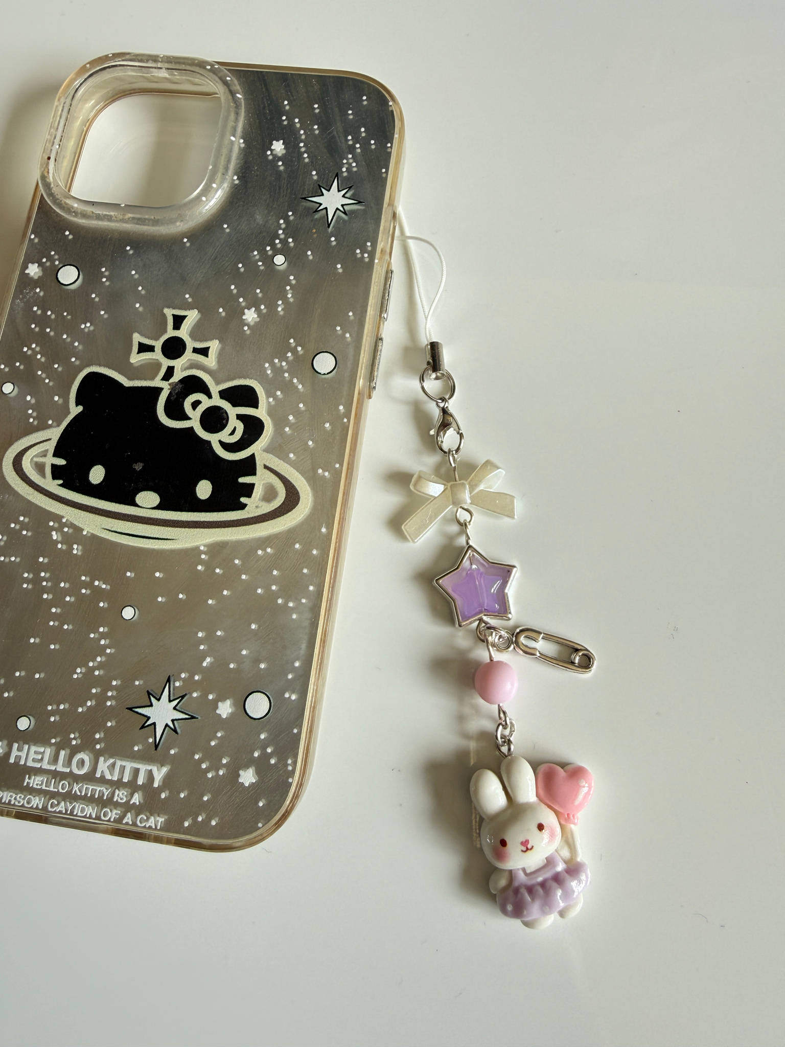 Kawaii Bunny Star Charm Phone Charm – Pastel Beaded Phone Strap, Cute Rabbit Bag Charm, Y2K Fairy Kei Accessories Beadsbylillixx