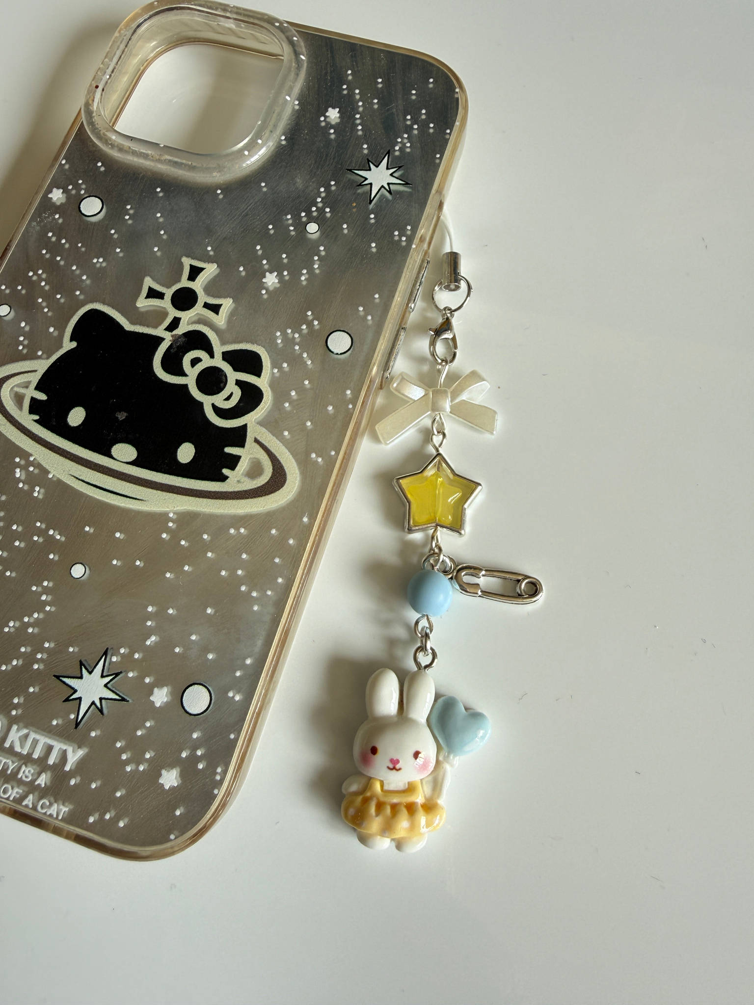 Kawaii Bunny Star Charm Phone Charm – Pastel Beaded Phone Strap, Cute Rabbit Bag Charm, Y2K Fairy Kei Accessories Beadsbylillixx