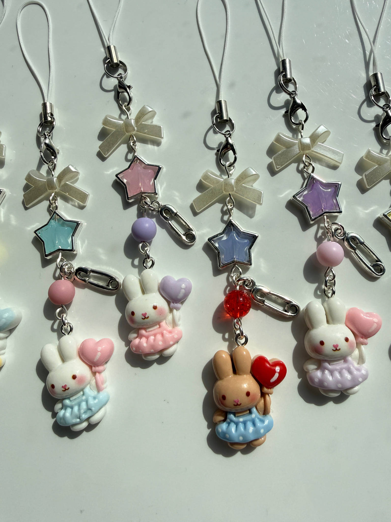 Kawaii Bunny Star Charm Phone Charm – Pastel Beaded Phone Strap, Cute Rabbit Bag Charm, Y2K Fairy Kei Accessories Beadsbylillixx