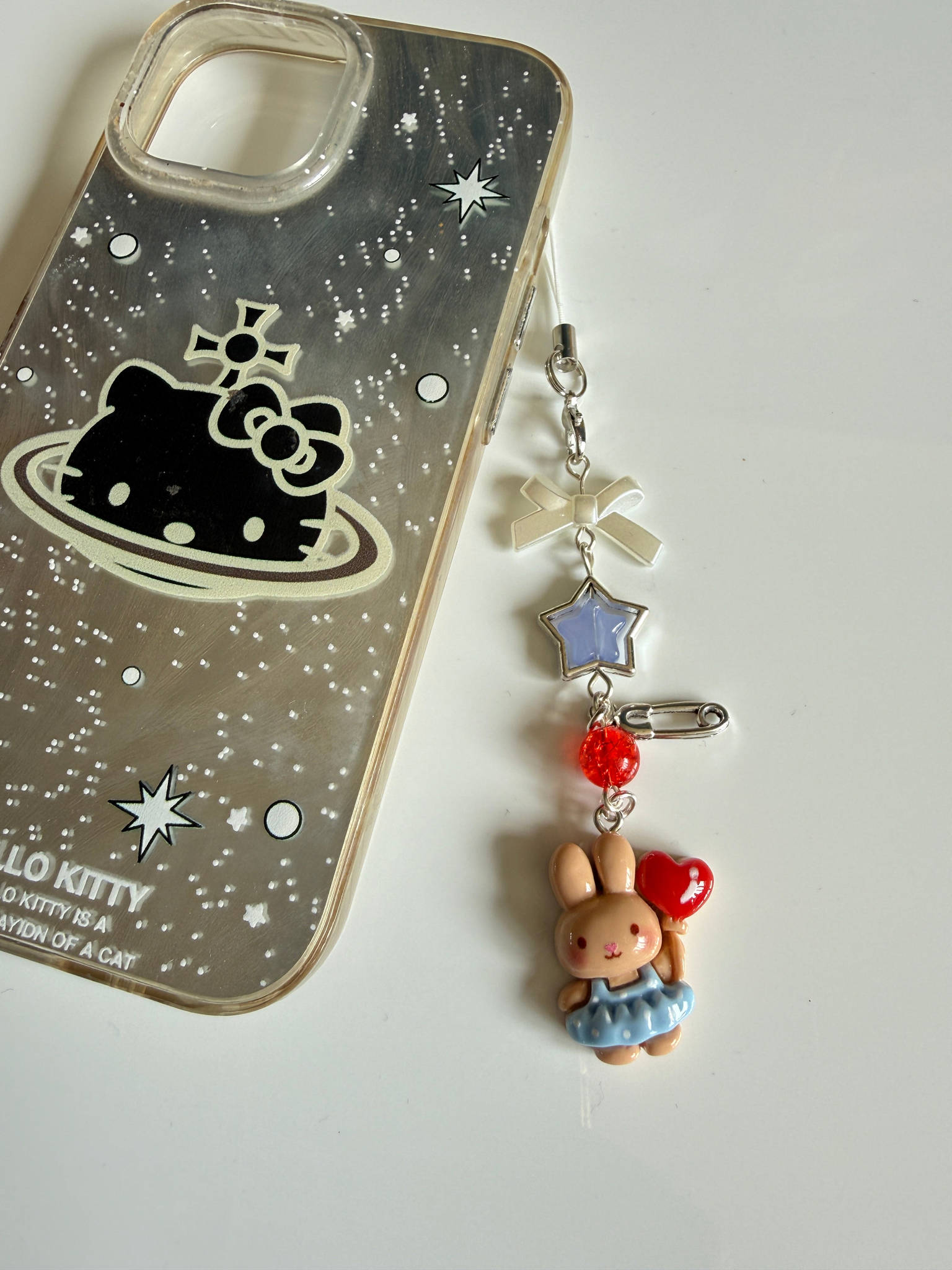 Kawaii Bunny Star Charm Phone Charm – Pastel Beaded Phone Strap, Cute Rabbit Bag Charm, Y2K Fairy Kei Accessories Beadsbylillixx