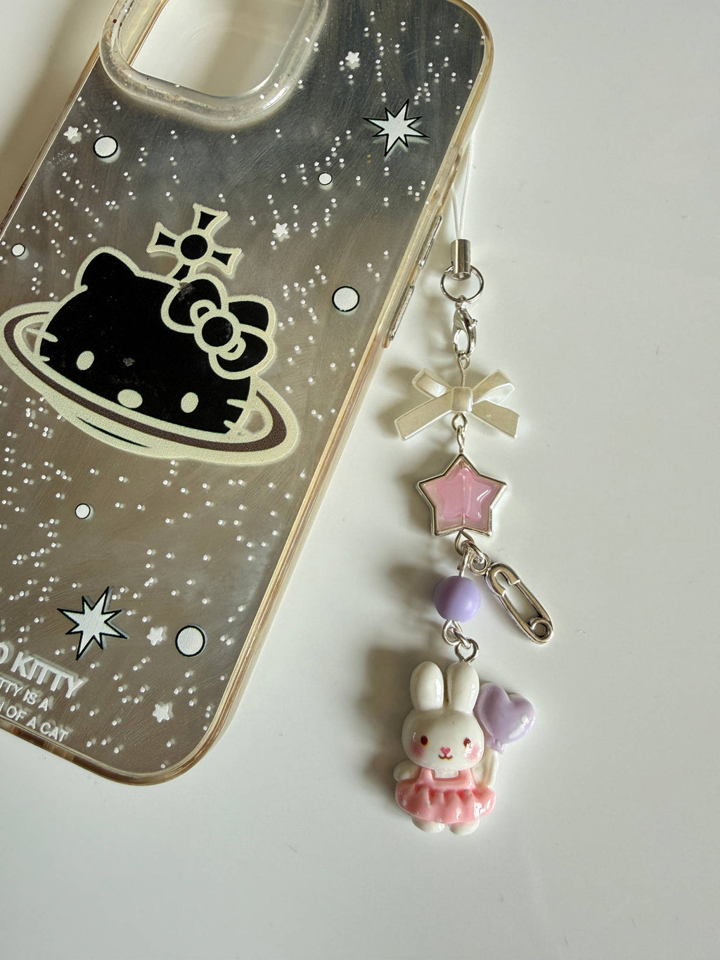 Kawaii Bunny Star Charm Phone Charm – Pastel Beaded Phone Strap, Cute Rabbit Bag Charm, Y2K Fairy Kei Accessories Beadsbylillixx