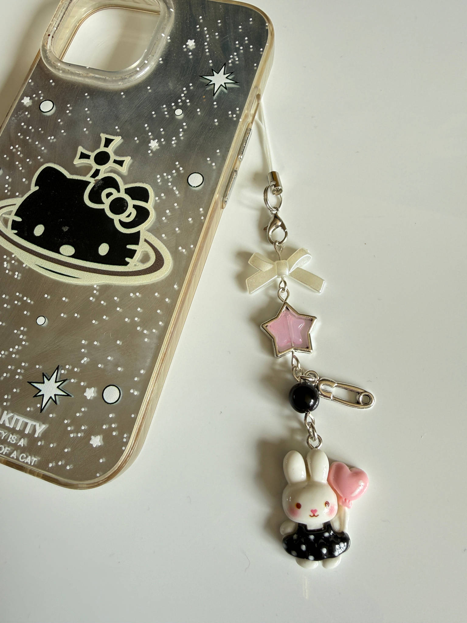 Kawaii Bunny Star Charm Phone Charm – Pastel Beaded Phone Strap, Cute Rabbit Bag Charm, Y2K Fairy Kei Accessories Beadsbylillixx