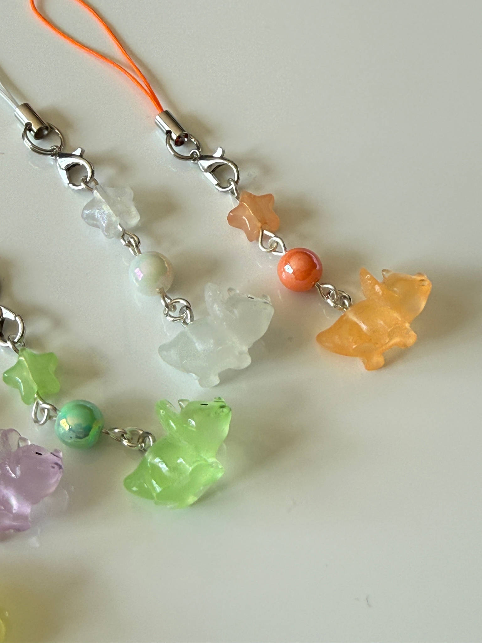 Kawaii Dinosaur Phone Charm | Pastel Dino Beaded Strap | Cute Y2K Phone Charm | Jelly Dinosaur Keychain | Fairy Kei Bag Charm Beadsbylillixx