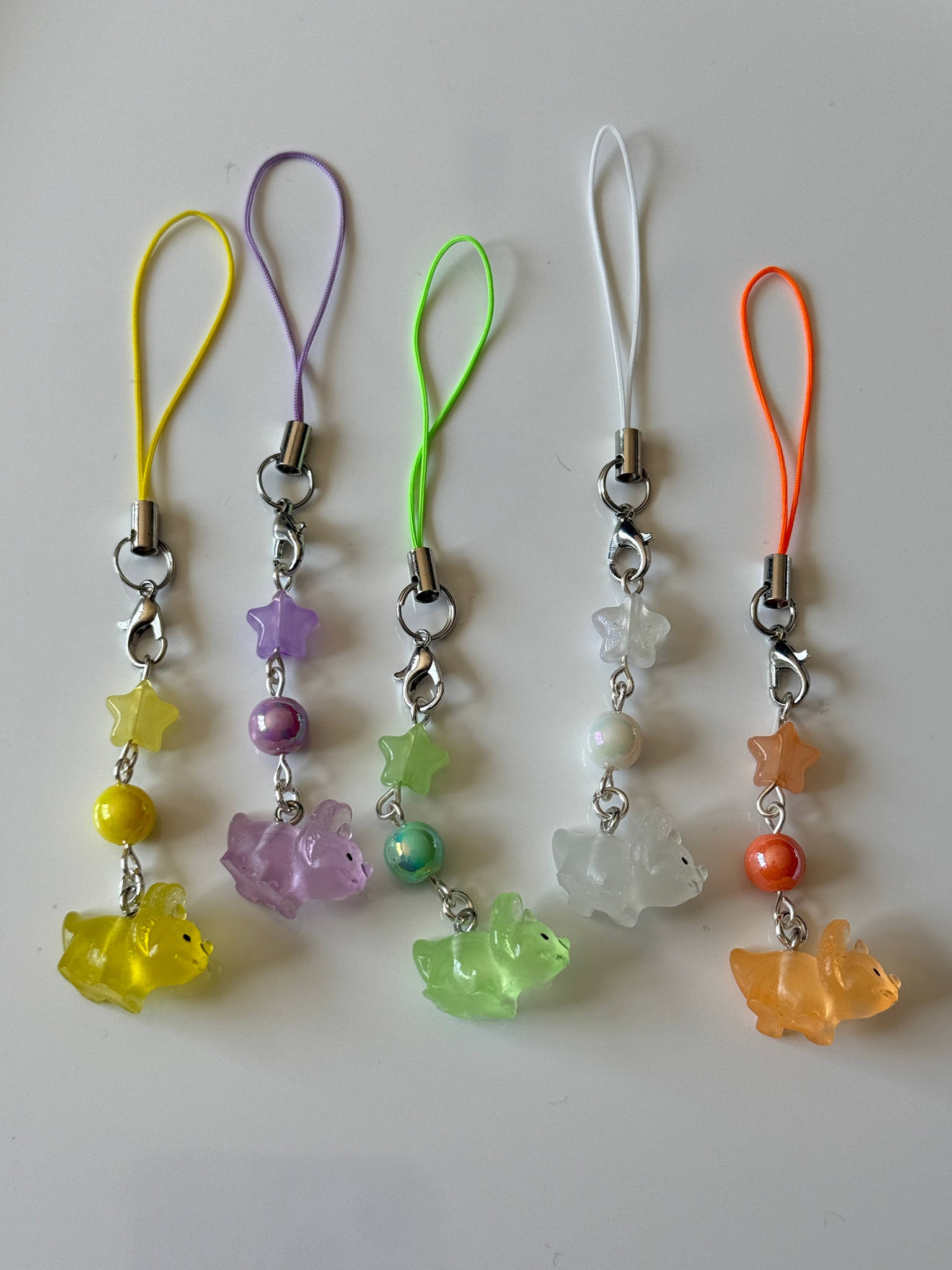 Kawaii Dinosaur Phone Charm | Pastel Dino Beaded Strap | Cute Y2K Phone Charm | Jelly Dinosaur Keychain | Fairy Kei Bag Charm Beadsbylillixx