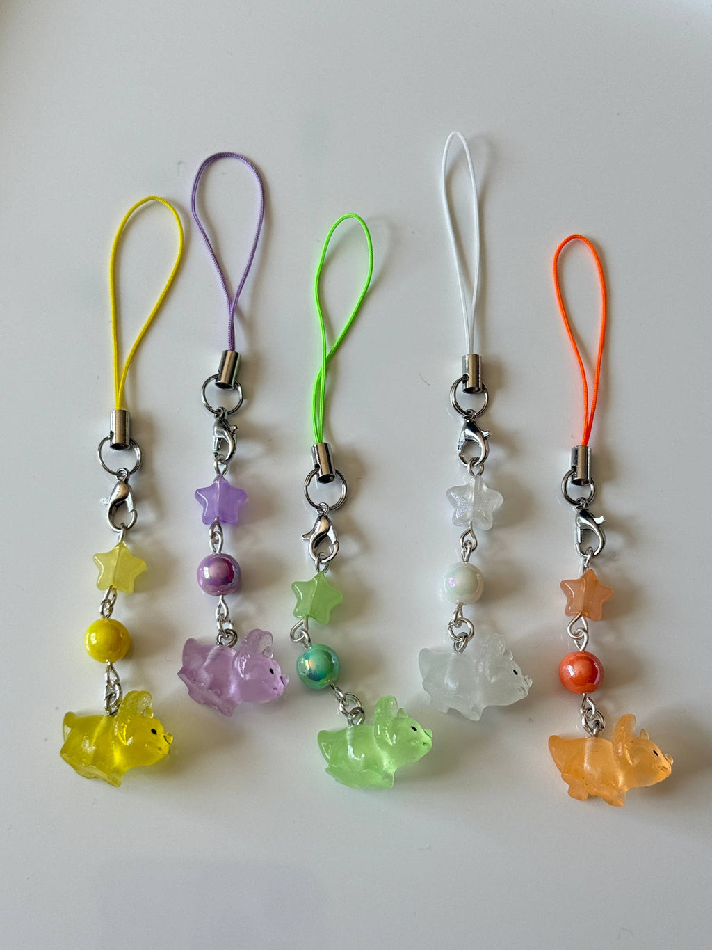 Kawaii Dinosaur Phone Charm | Pastel Dino Beaded Strap | Cute Y2K Phone Charm | Jelly Dinosaur Keychain | Fairy Kei Bag Charm Beadsbylillixx