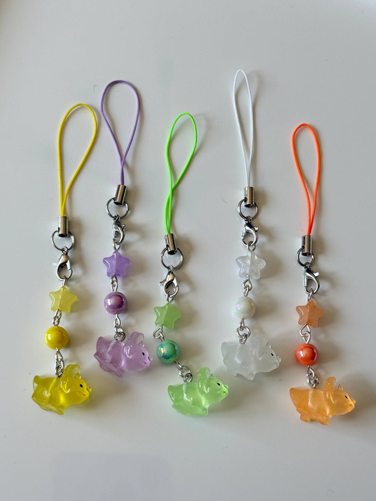 Kawaii Dinosaur Phone Charm | Pastel Dino Beaded Strap | Cute Y2K Phone Charm | Jelly Dinosaur Keychain | Fairy Kei Bag Charm Beadsbylillixx