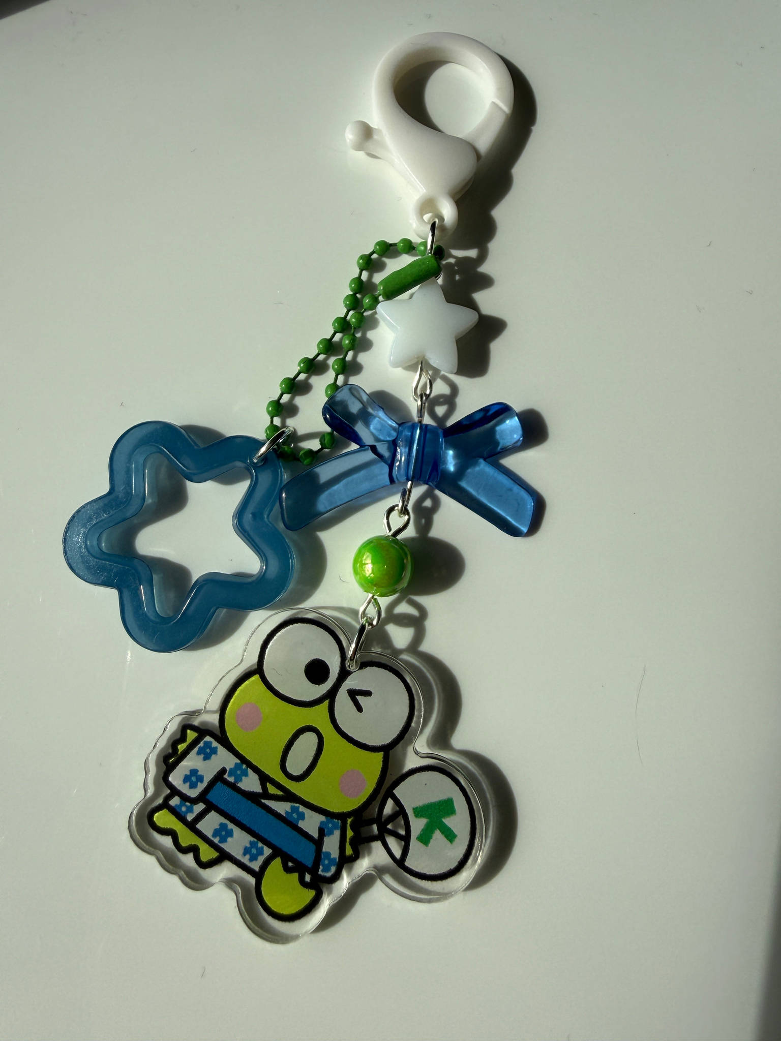 Kawaii Frog  Keychain – Keroppi Inspired Beaded Bag Charm, Cute Y2K Phone Strap, Handmade Kawaii Gift Beadsbylillixx