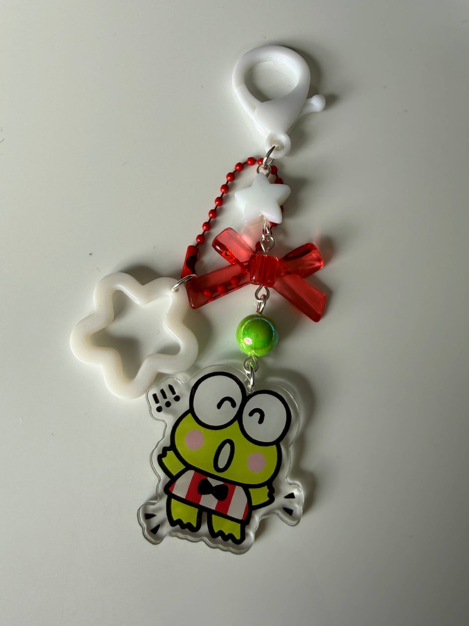 Kawaii Frog  Keychain – Keroppi Inspired Beaded Bag Charm, Cute Y2K Phone Strap, Handmade Kawaii Gift Beadsbylillixx