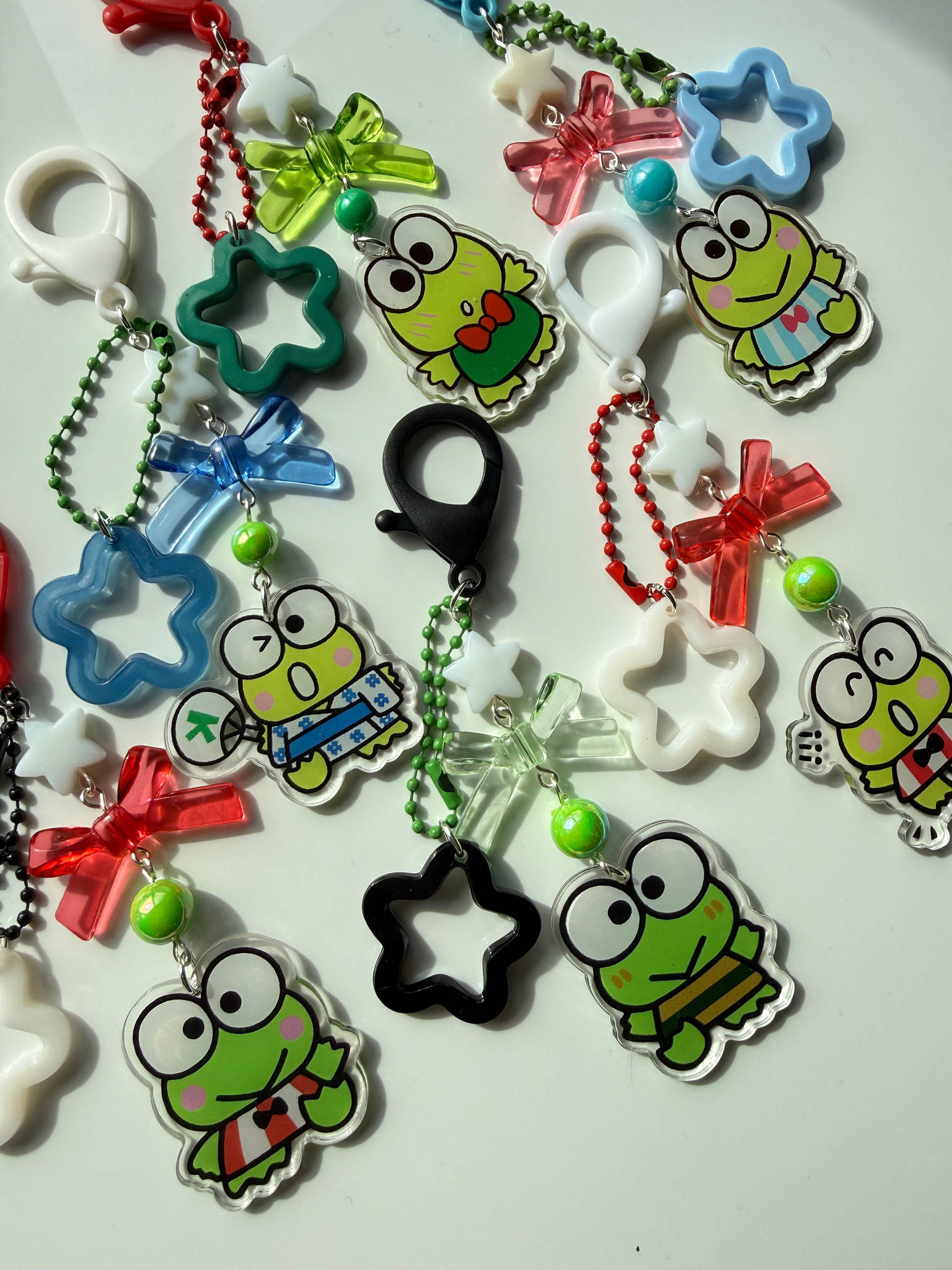 Kawaii Frog  Keychain – Keroppi Inspired Beaded Bag Charm, Cute Y2K Phone Strap, Handmade Kawaii Gift Beadsbylillixx