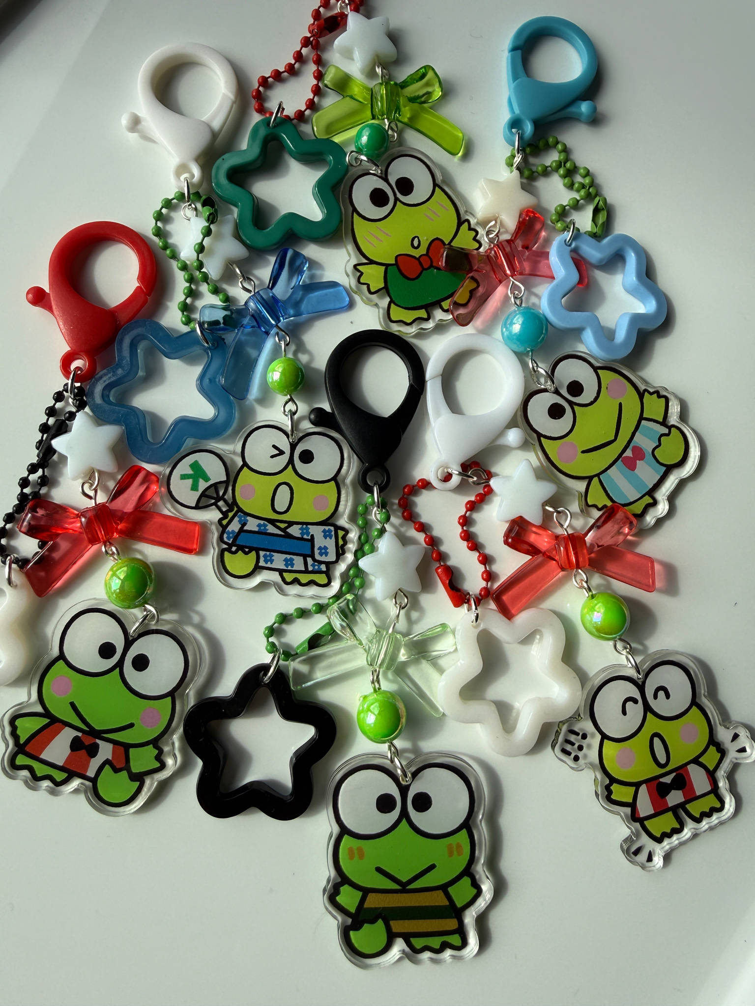 Kawaii Frog  Keychain – Keroppi Inspired Beaded Bag Charm, Cute Y2K Phone Strap, Handmade Kawaii Gift Beadsbylillixx