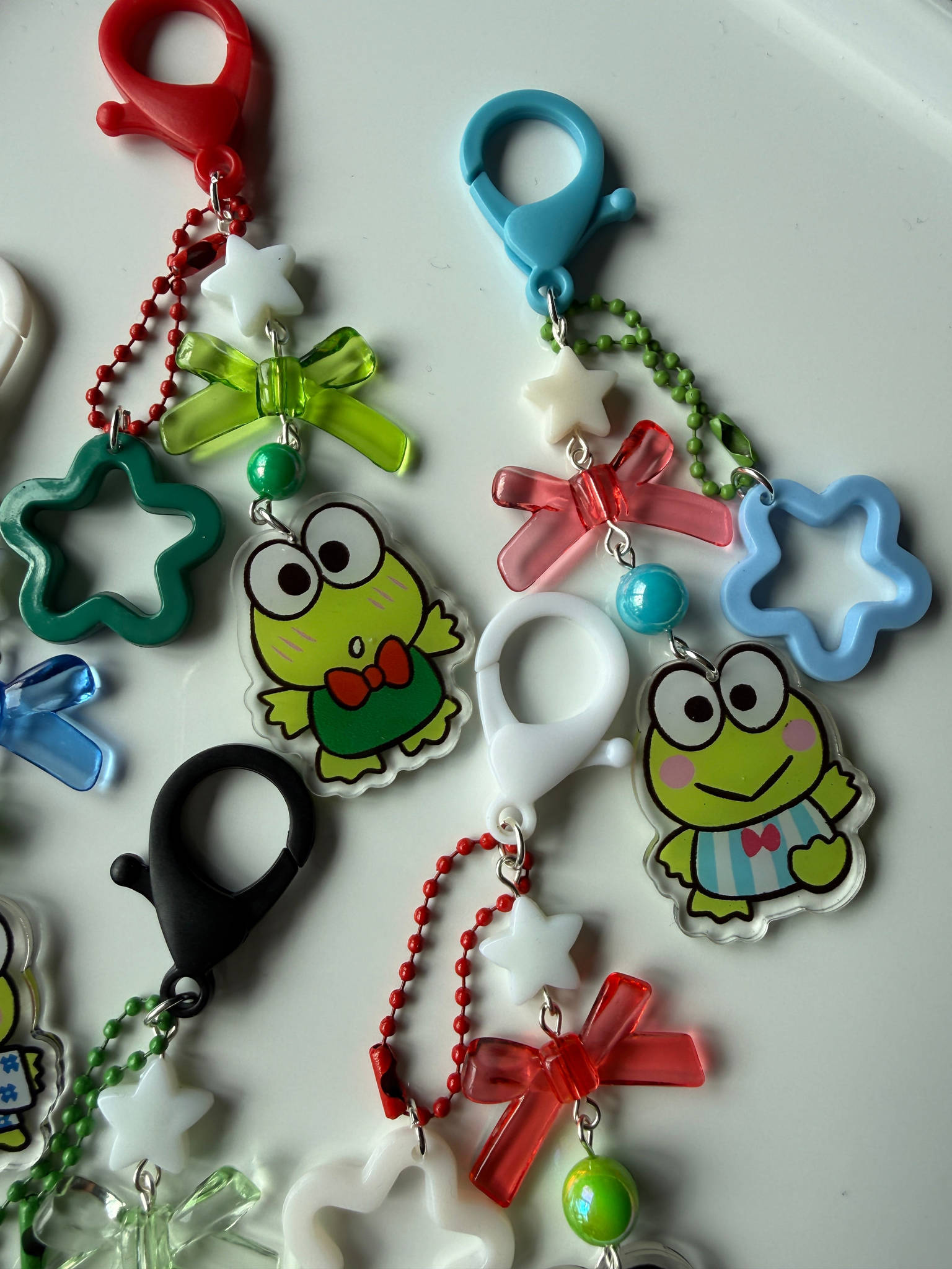 Kawaii Frog  Keychain – Keroppi Inspired Beaded Bag Charm, Cute Y2K Phone Strap, Handmade Kawaii Gift Beadsbylillixx