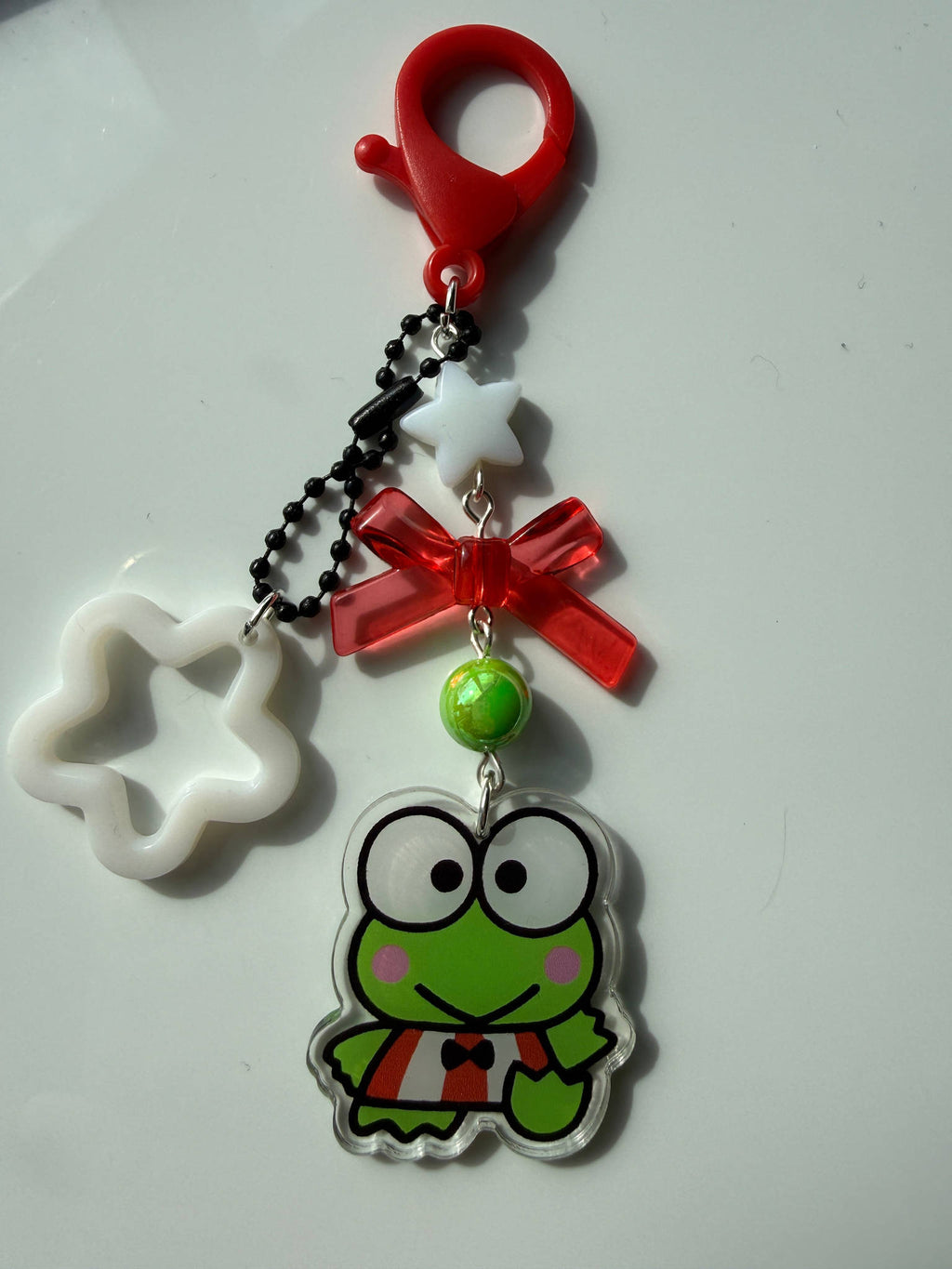 Kawaii Frog  Keychain – Keroppi Inspired Beaded Bag Charm, Cute Y2K Phone Strap, Handmade Kawaii Gift Beadsbylillixx