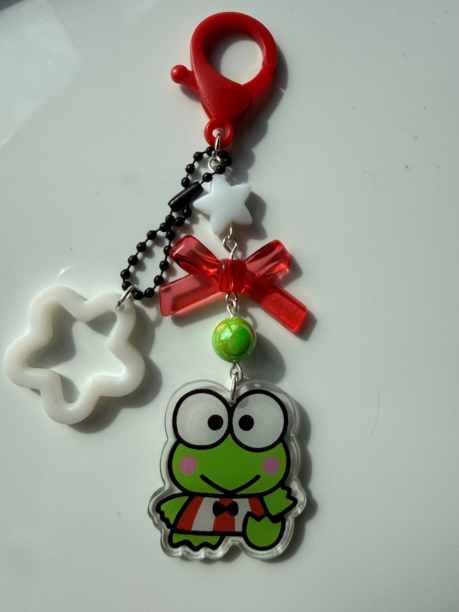 Kawaii Frog  Keychain – Keroppi Inspired Beaded Bag Charm, Cute Y2K Phone Strap, Handmade Kawaii Gift Beadsbylillixx