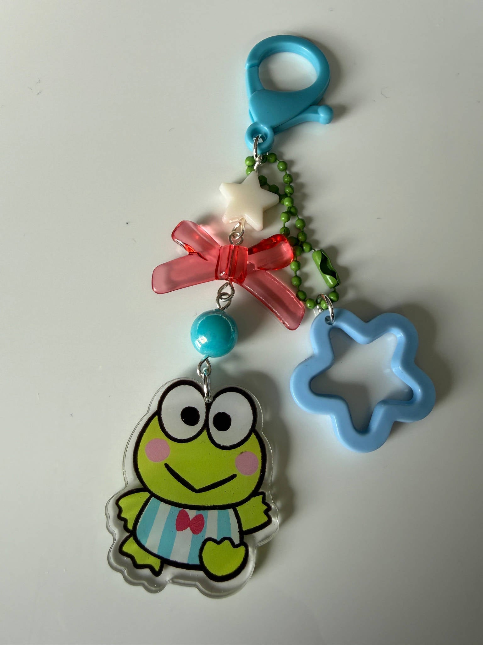 Kawaii Frog  Keychain – Keroppi Inspired Beaded Bag Charm, Cute Y2K Phone Strap, Handmade Kawaii Gift Beadsbylillixx