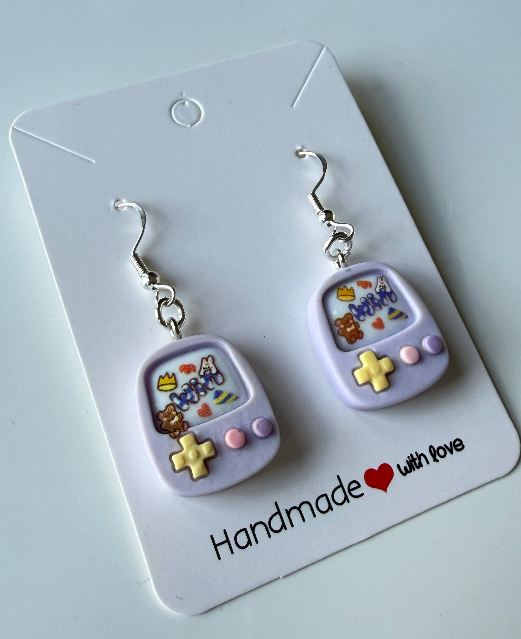 Kawaii Gamer Girl Purple Console Earrings | Y2K Cute Pastel Gaming Jewelry | Handmade Retro Game Charm Beadsbylillixx