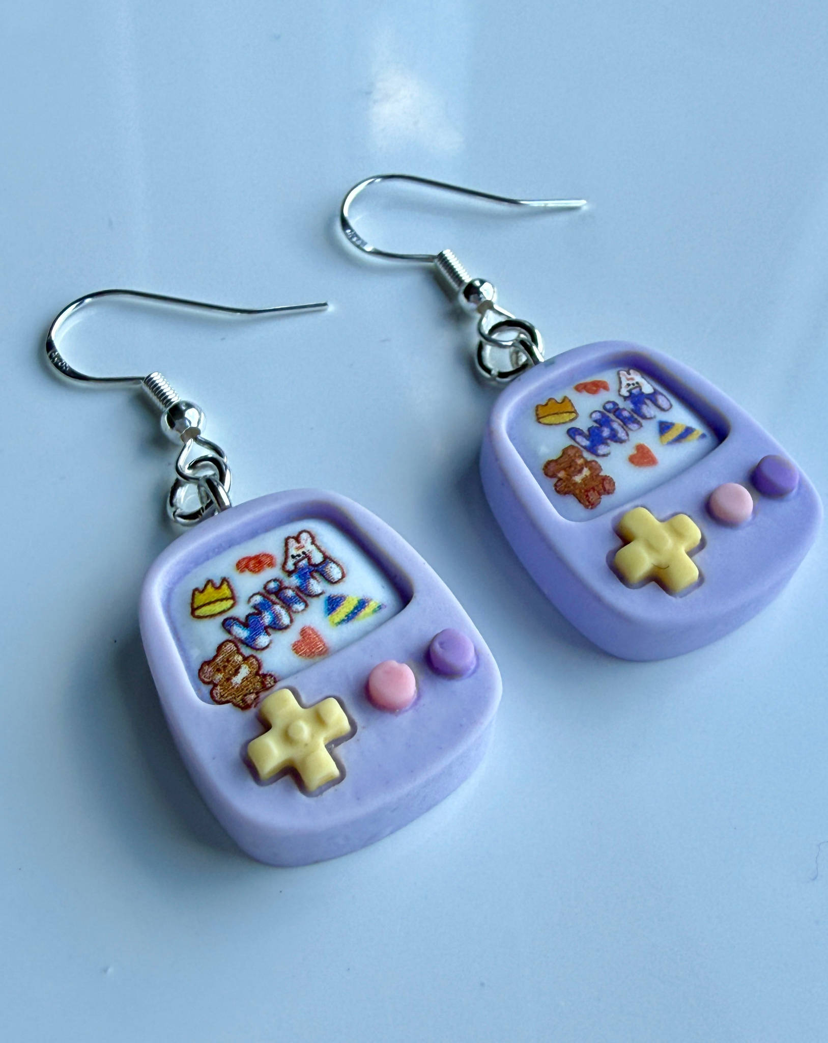 Kawaii Gamer Girl Purple Console Earrings | Y2K Cute Pastel Gaming Jewelry | Handmade Retro Game Charm Beadsbylillixx