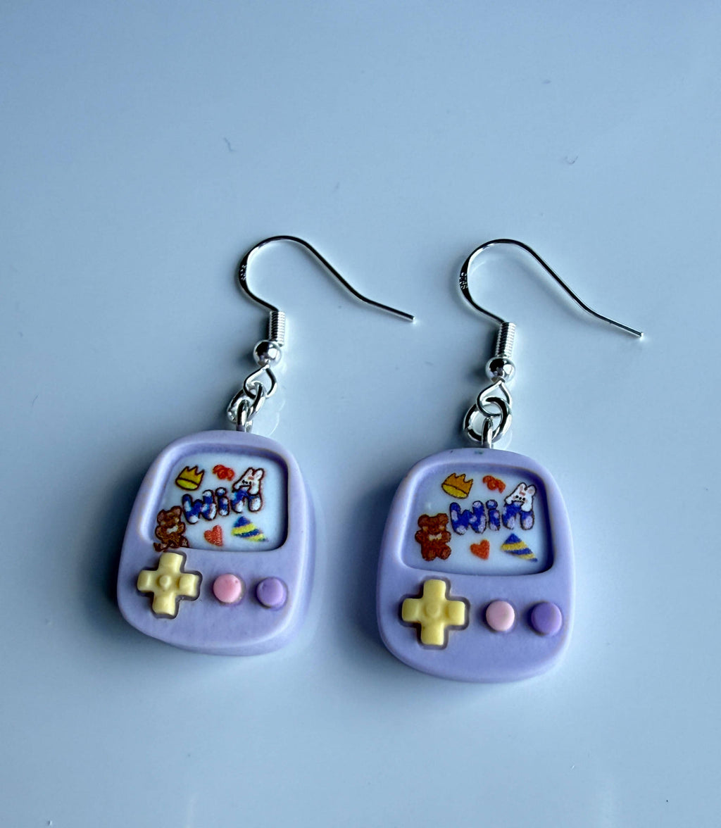 Kawaii Gamer Girl Purple Console Earrings | Y2K Cute Pastel Gaming Jewelry | Handmade Retro Game Charm Beadsbylillixx