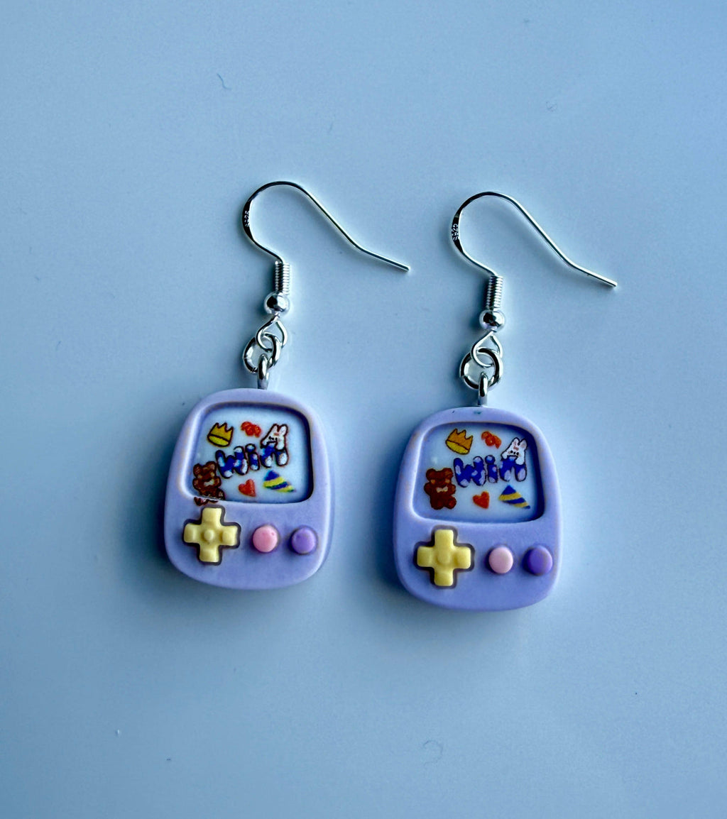 Kawaii Gamer Girl Purple Console Earrings | Y2K Cute Pastel Gaming Jewelry | Handmade Retro Game Charm Beadsbylillixx