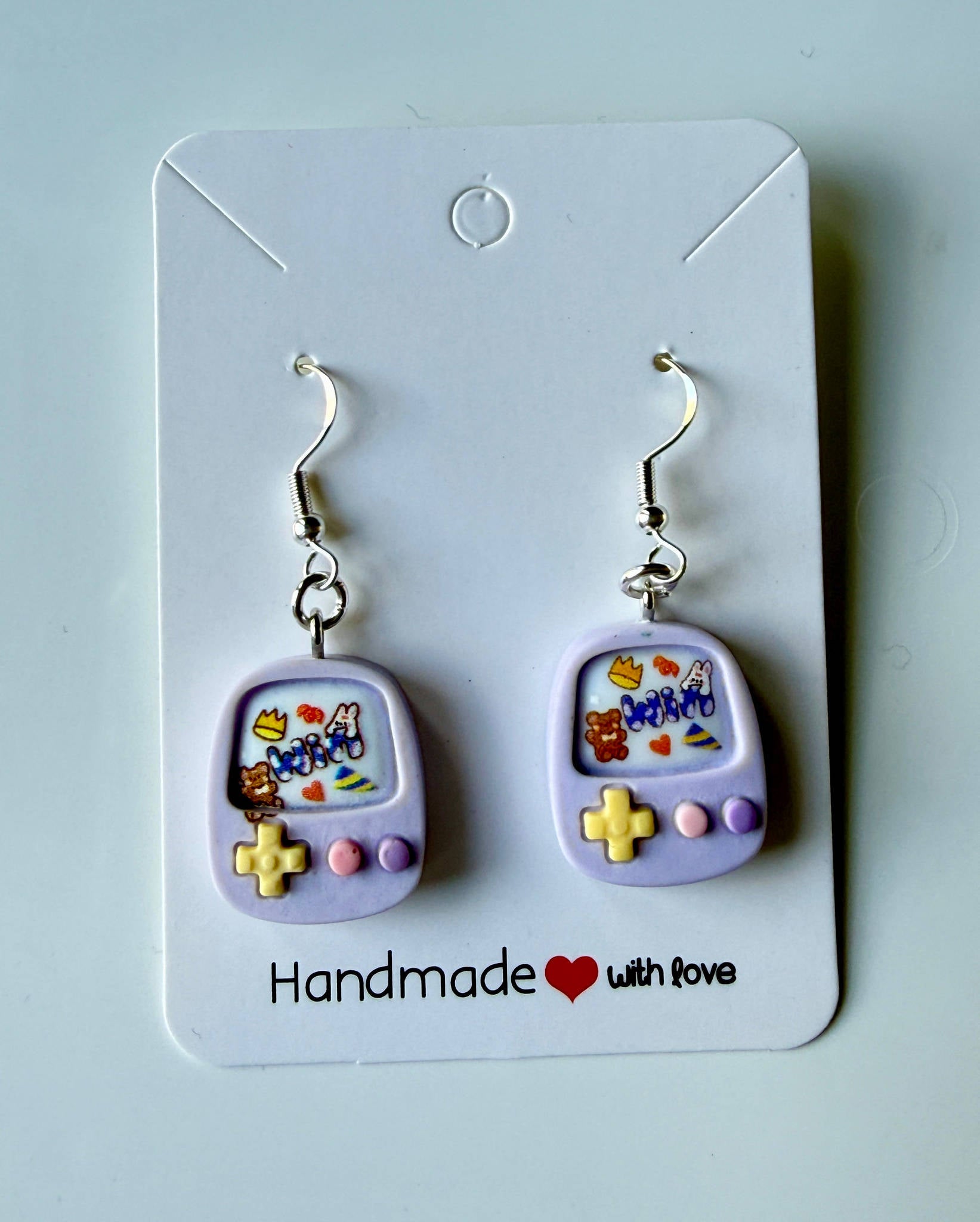 Kawaii Gamer Girl Purple Console Earrings | Y2K Cute Pastel Gaming Jewelry | Handmade Retro Game Charm Beadsbylillixx