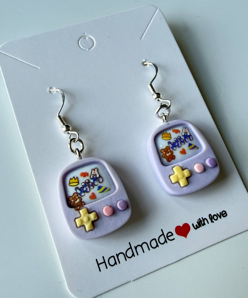 Kawaii Gamer Girl Purple Console Earrings | Y2K Cute Pastel Gaming Jewelry | Handmade Retro Game Charm Beadsbylillixx