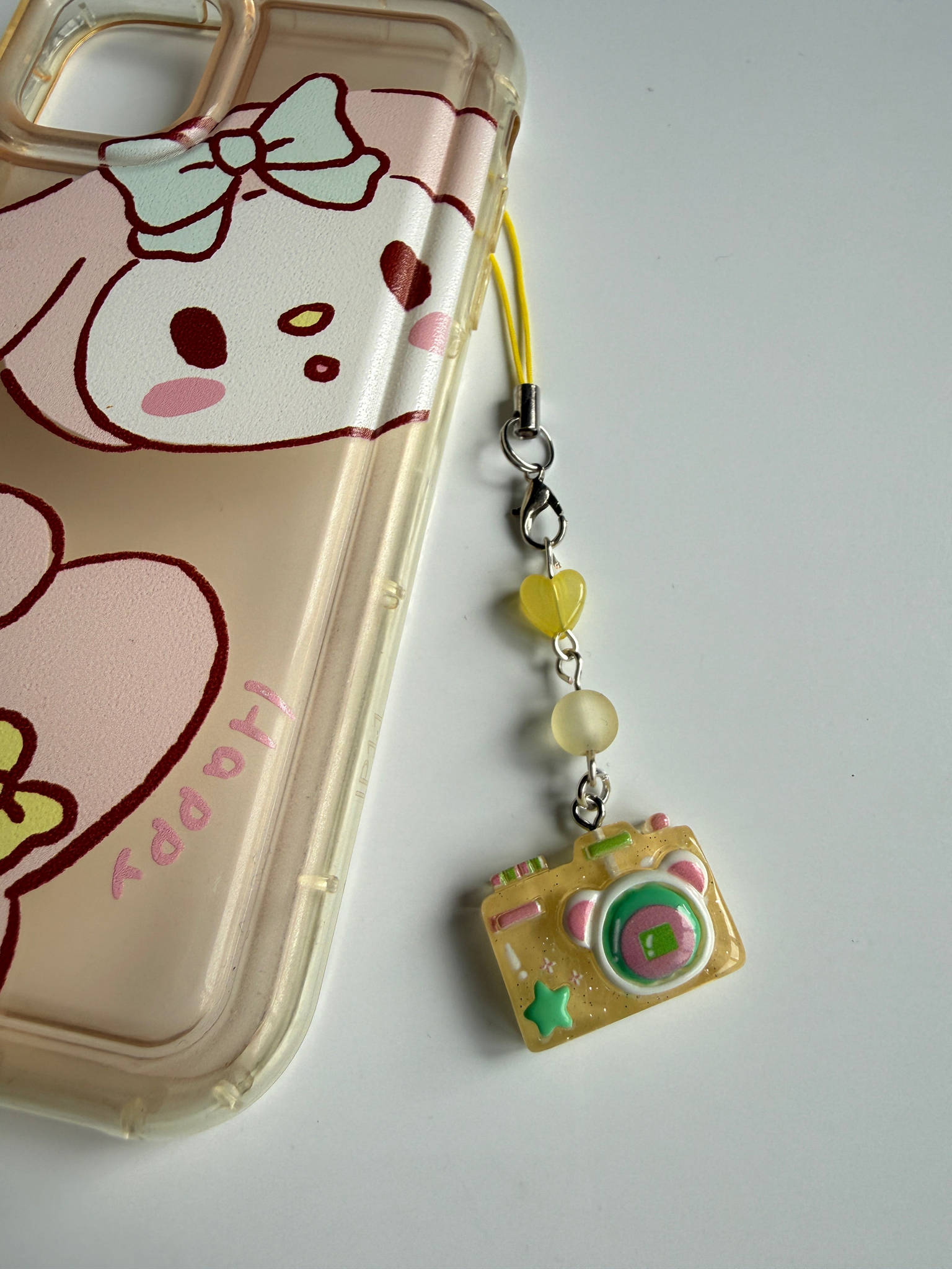 Kawaii Jelly Camera Phone Charm – Cute Pastel Beaded Strap | Handmade Y2K Harajuku Aesthetic Accessory Beadsbylillixx