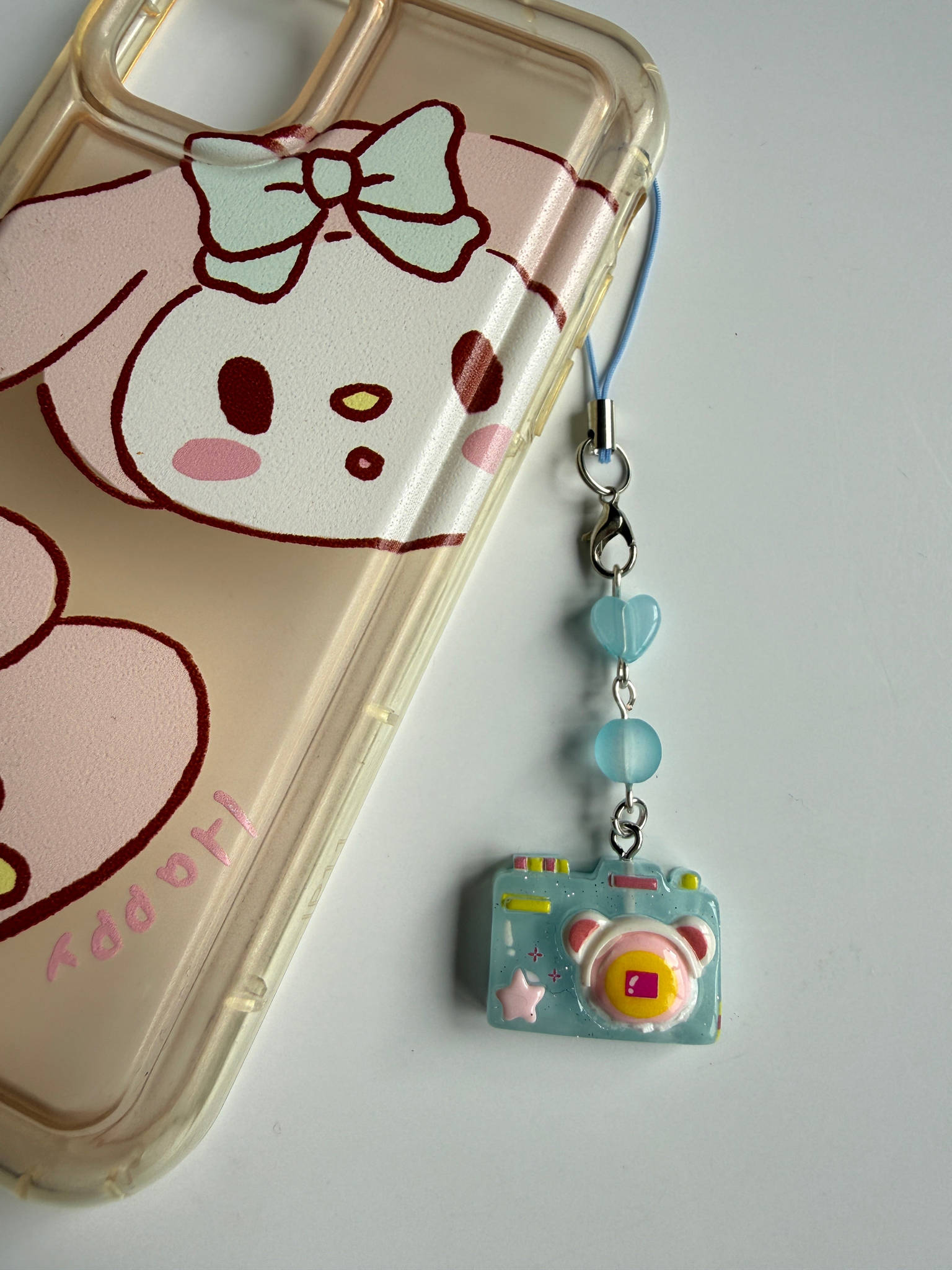Kawaii Jelly Camera Phone Charm – Cute Pastel Beaded Strap | Handmade Y2K Harajuku Aesthetic Accessory Beadsbylillixx