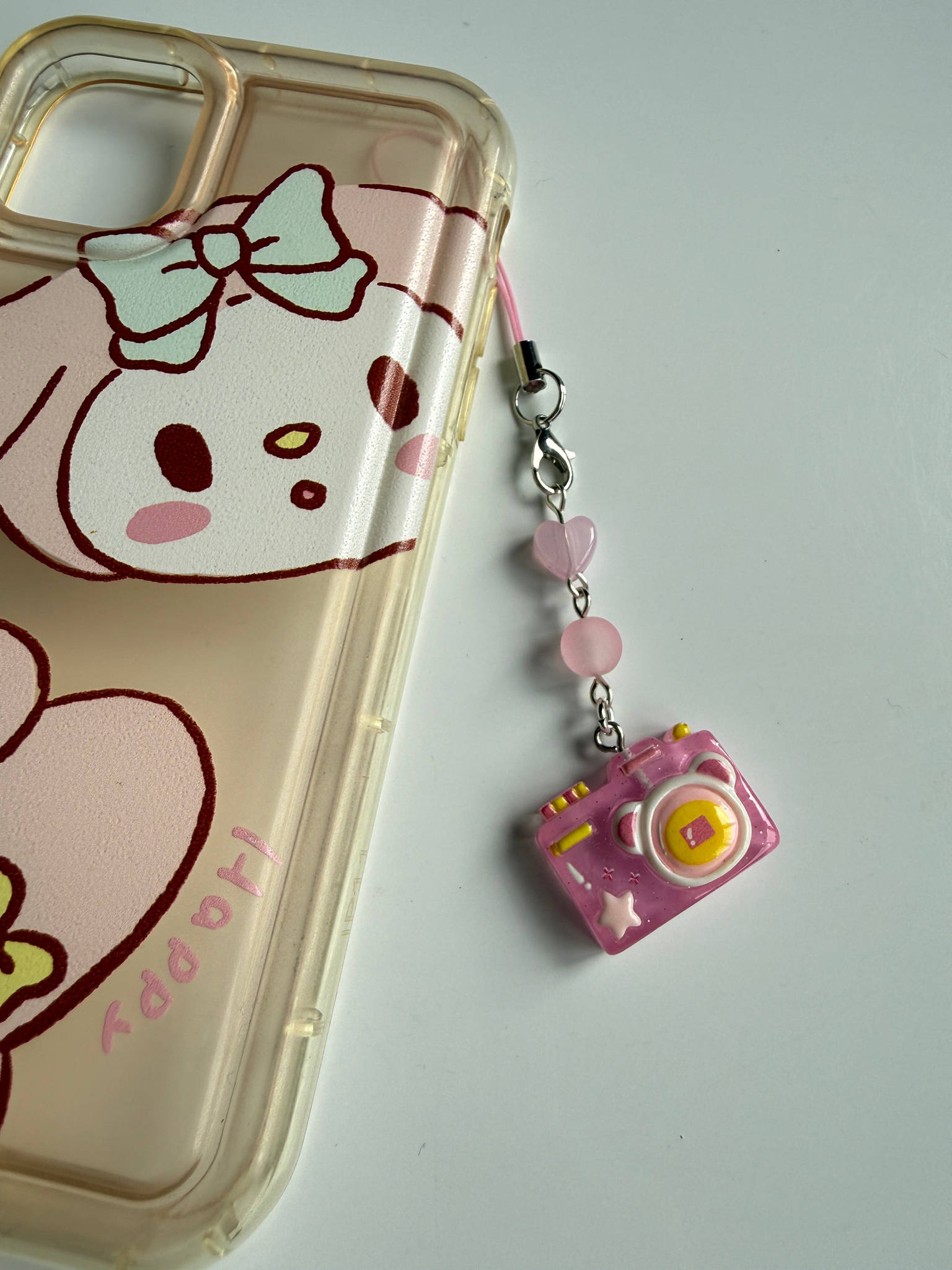 Kawaii Jelly Camera Phone Charm – Cute Pastel Beaded Strap | Handmade Y2K Harajuku Aesthetic Accessory Beadsbylillixx