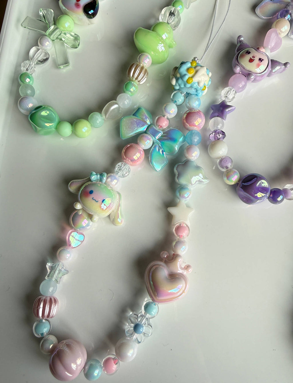 Kawaii Phone Charm | Pastel Queen of Hearts Beaded Strap | Cute Sanrio Inspired Y2K Mobile Accessory Beadsbylillixx
