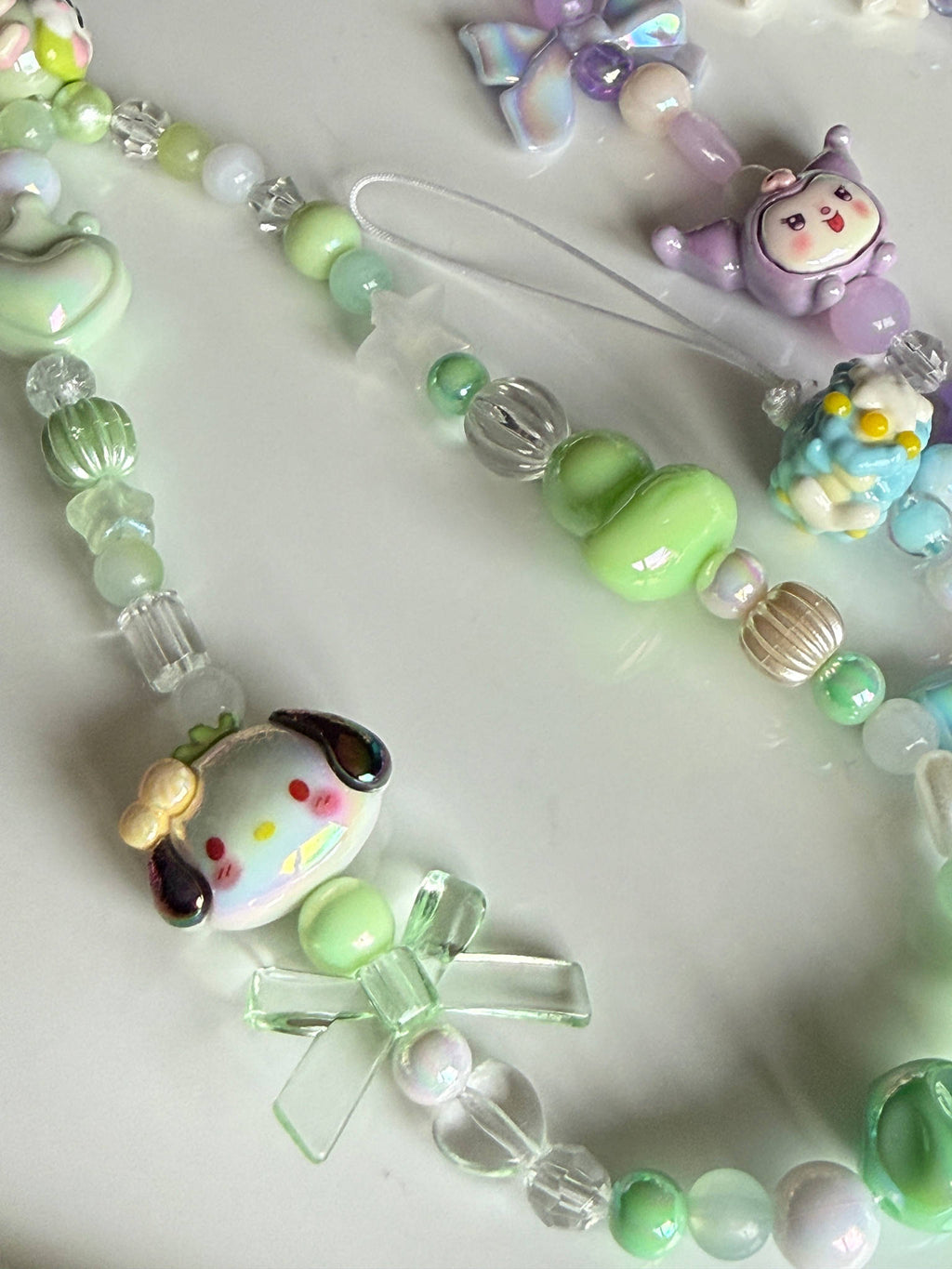 Kawaii Phone Charm | Pastel Queen of Hearts Beaded Strap | Cute Sanrio Inspired Y2K Mobile Accessory Beadsbylillixx