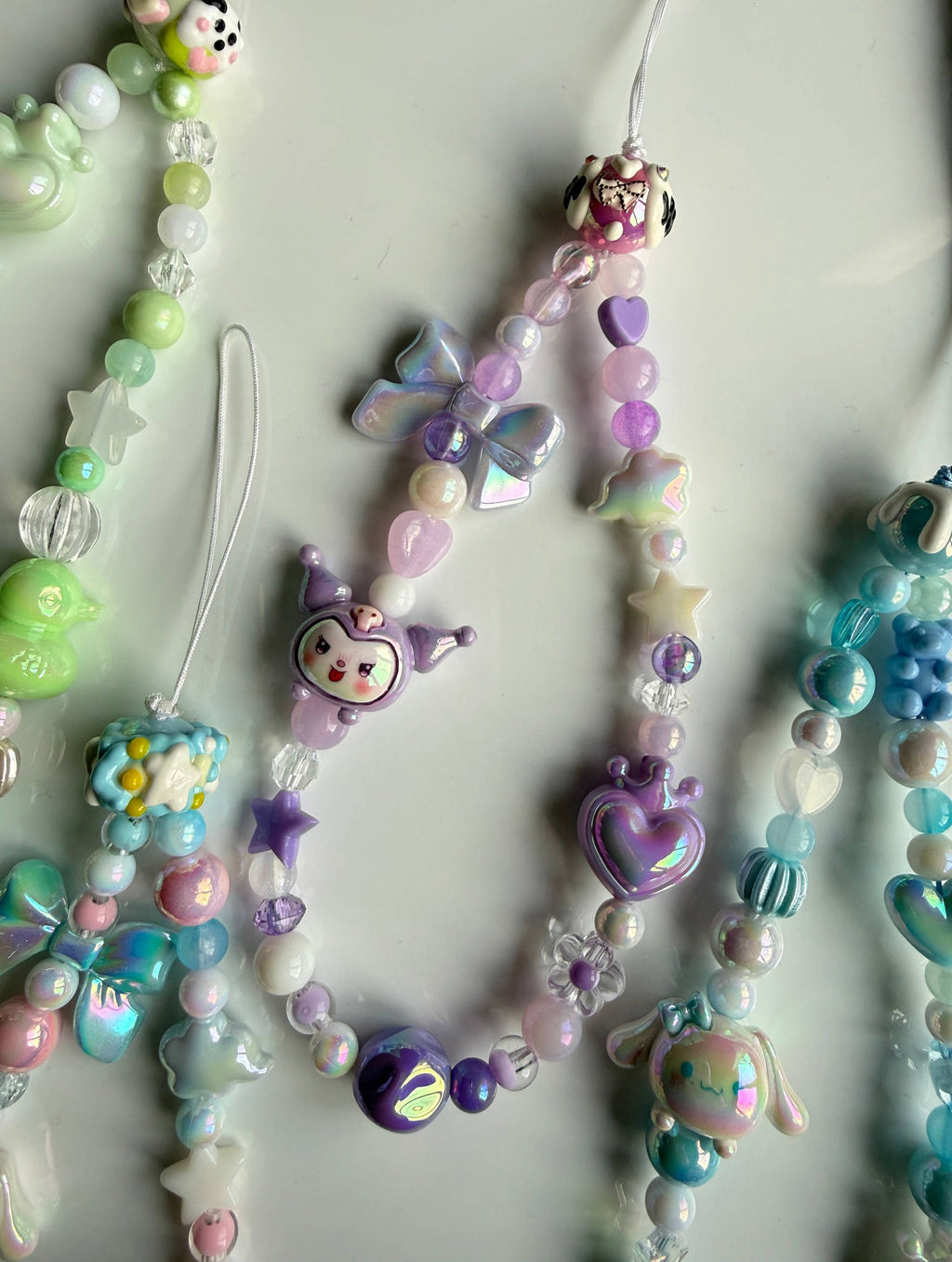 Kawaii Phone Charm | Pastel Queen of Hearts Beaded Strap | Cute Sanrio Inspired Y2K Mobile Accessory Beadsbylillixx