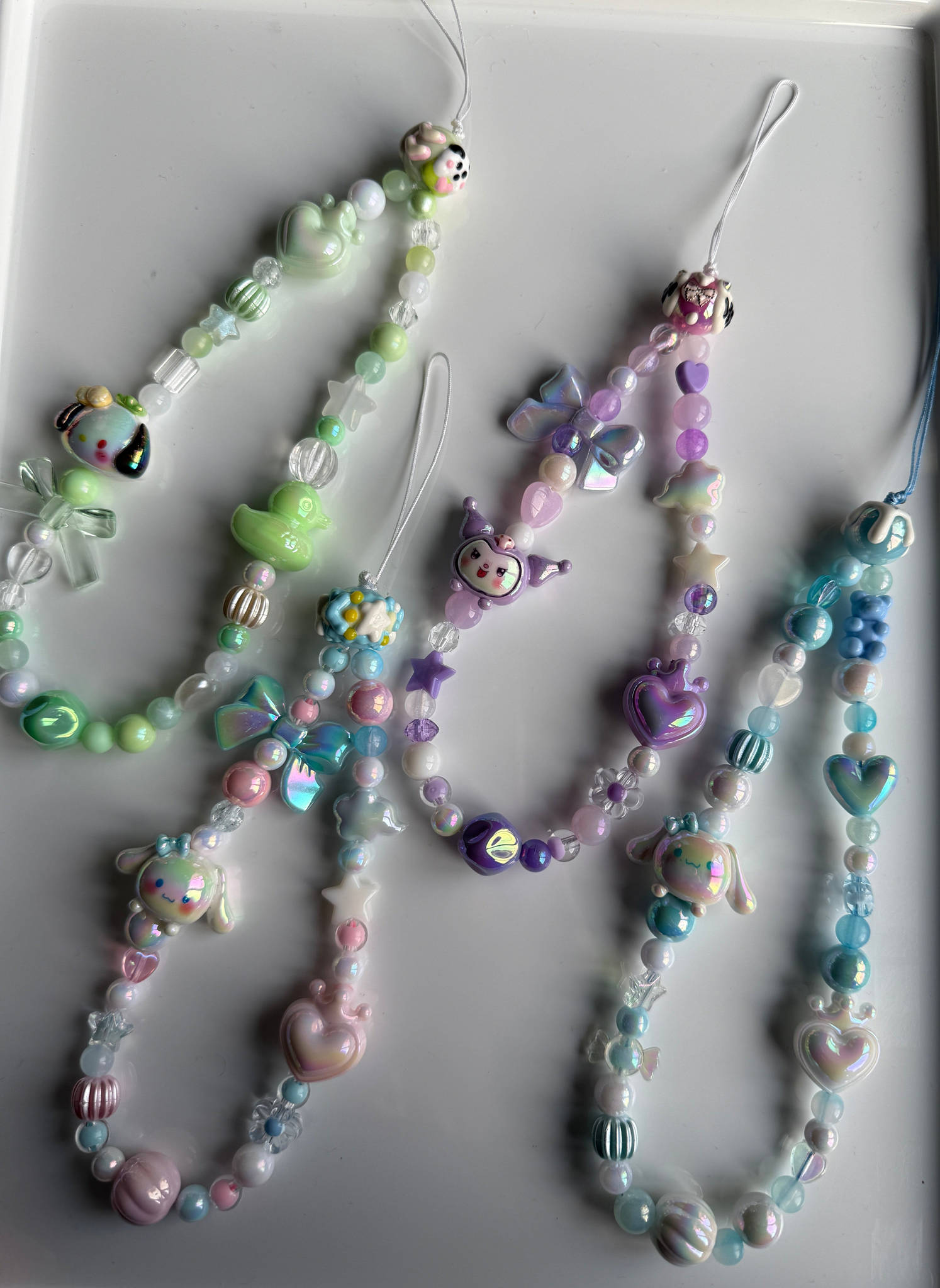 Kawaii Phone Charm | Pastel Queen of Hearts Beaded Strap | Cute Sanrio Inspired Y2K Mobile Accessory Beadsbylillixx