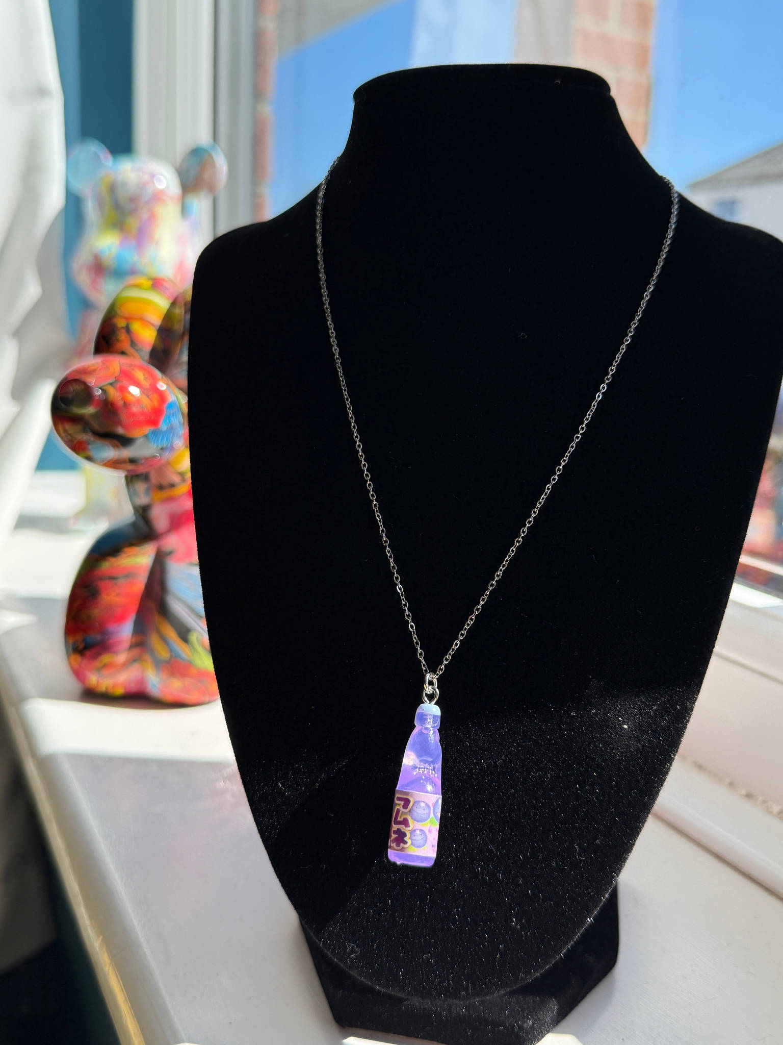 Kawaii Ramune Bottle Necklace – Japanese Soda Charm, Stainless Steel Chain, Pastel Y2K Jewellery, Matching Earrings & Phone Charm Available Beadsbylillixx
