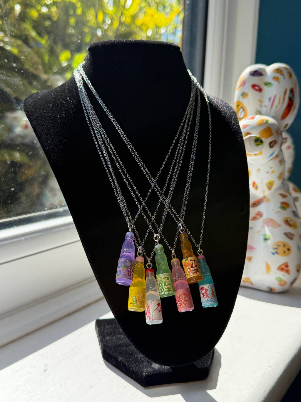 Kawaii Ramune Bottle Necklace – Japanese Soda Charm, Stainless Steel Chain, Pastel Y2K Jewellery, Matching Earrings & Phone Charm Available Beadsbylillixx