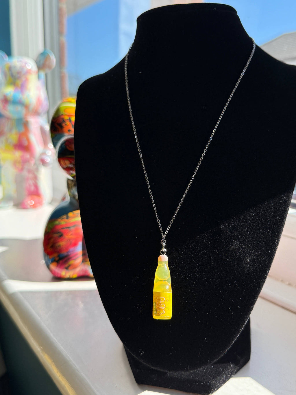 Kawaii Ramune Bottle Necklace – Japanese Soda Charm, Stainless Steel Chain, Pastel Y2K Jewellery, Matching Earrings & Phone Charm Available Beadsbylillixx
