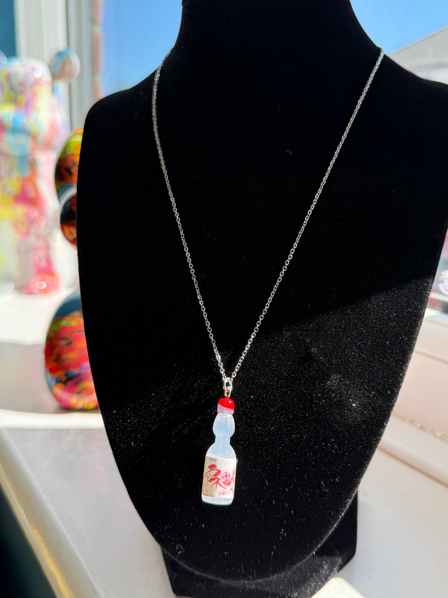Kawaii Ramune Bottle Necklace – Japanese Soda Charm, Stainless Steel Chain, Pastel Y2K Jewellery, Matching Earrings & Phone Charm Available Beadsbylillixx
