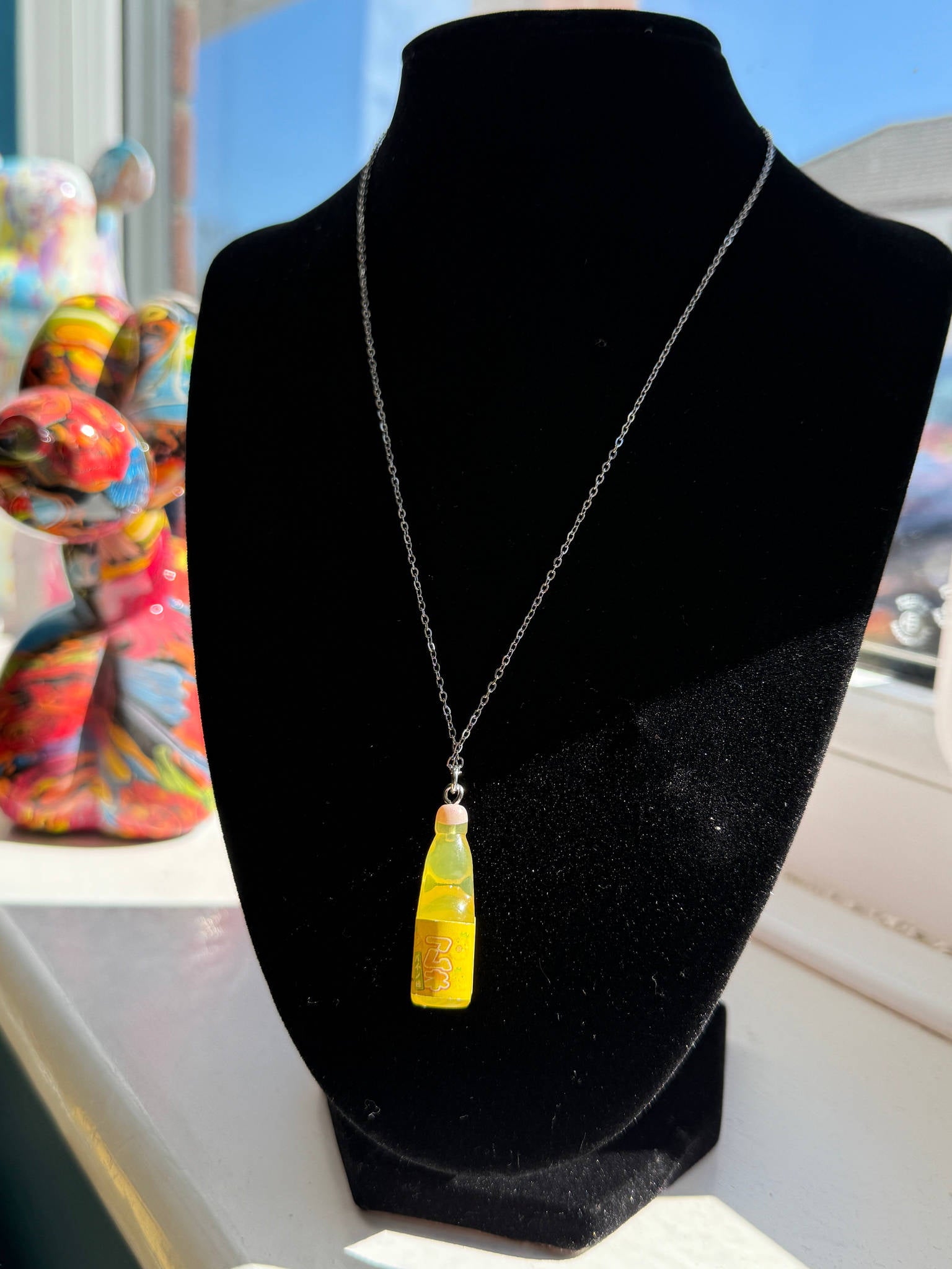 Kawaii Ramune Bottle Necklace – Japanese Soda Charm, Stainless Steel Chain, Pastel Y2K Jewellery, Matching Earrings & Phone Charm Available Beadsbylillixx