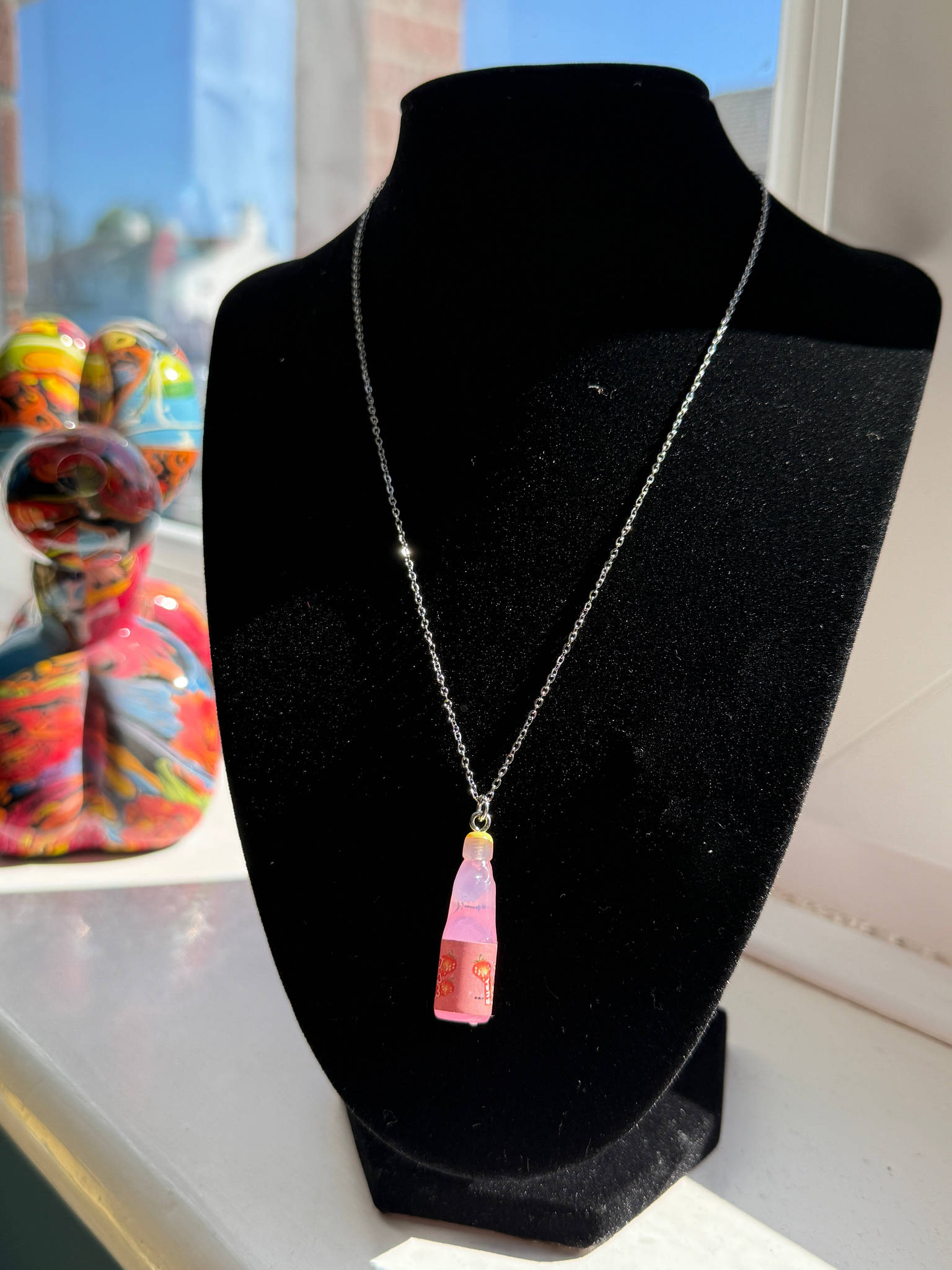 Kawaii Ramune Bottle Necklace – Japanese Soda Charm, Stainless Steel Chain, Pastel Y2K Jewellery, Matching Earrings & Phone Charm Available Beadsbylillixx