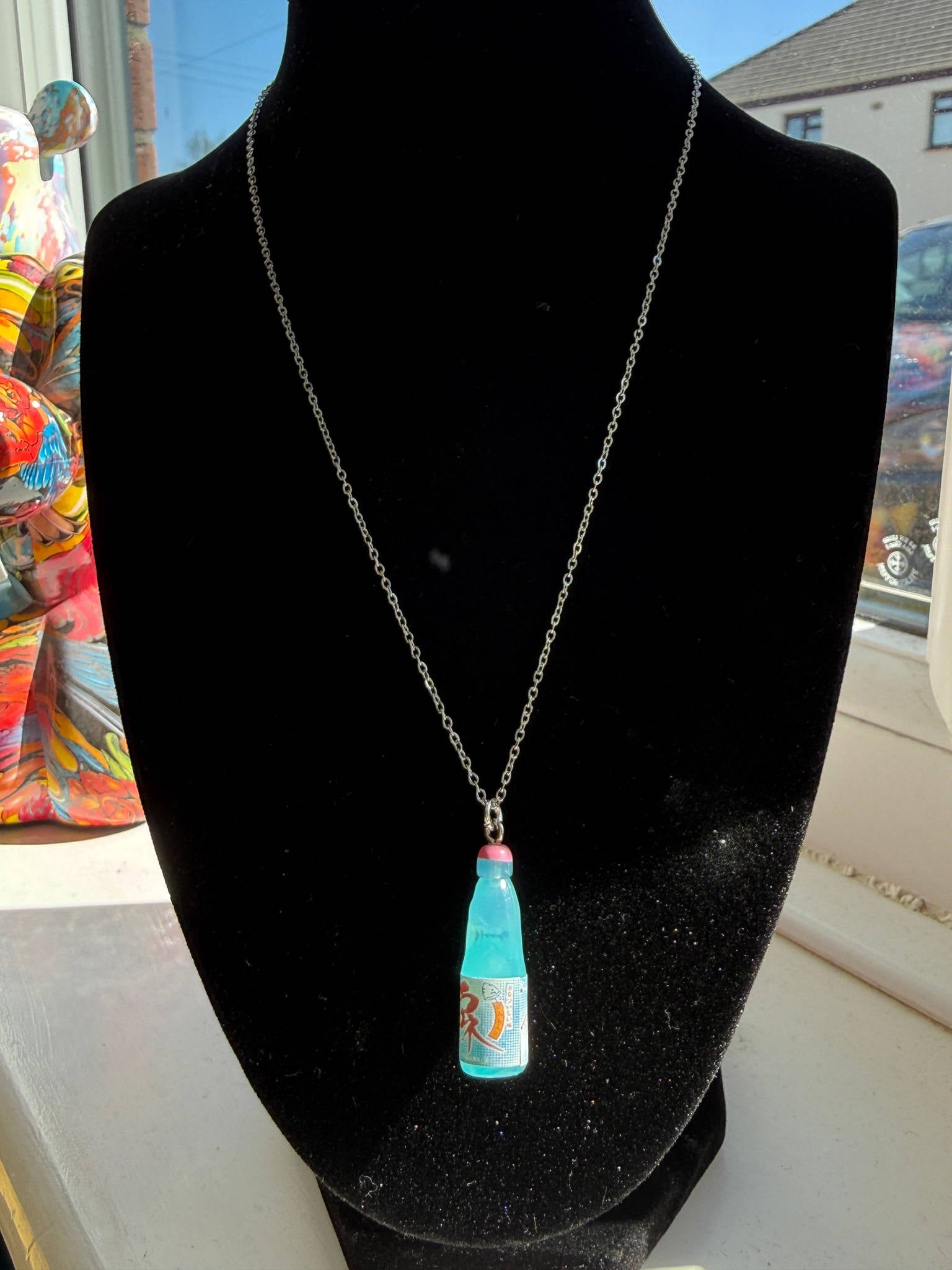 Kawaii Ramune Bottle Necklace – Japanese Soda Charm, Stainless Steel Chain, Pastel Y2K Jewellery, Matching Earrings & Phone Charm Available Beadsbylillixx