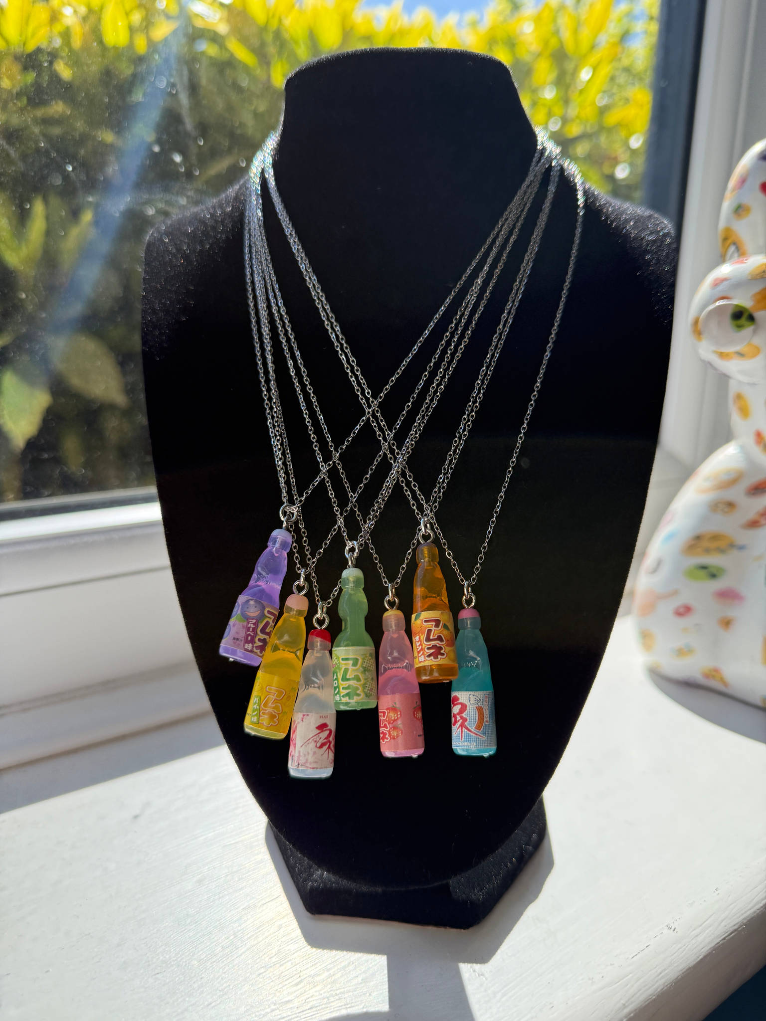 Kawaii Ramune Bottle Necklace – Japanese Soda Charm, Stainless Steel Chain, Pastel Y2K Jewellery, Matching Earrings & Phone Charm Available Beadsbylillixx