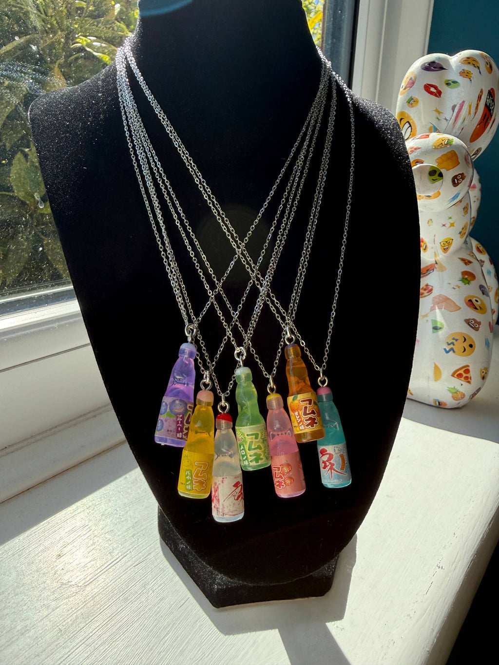 Kawaii Ramune Bottle Necklace – Japanese Soda Charm, Stainless Steel Chain, Pastel Y2K Jewellery, Matching Earrings & Phone Charm Available Beadsbylillixx