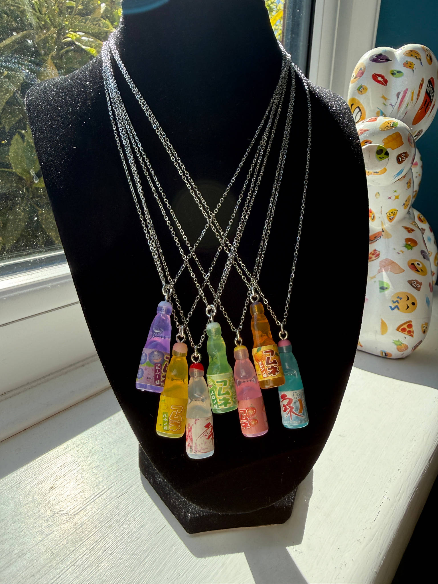Kawaii Ramune Bottle Necklace – Japanese Soda Charm, Stainless Steel Chain, Pastel Y2K Jewellery, Matching Earrings & Phone Charm Available Beadsbylillixx