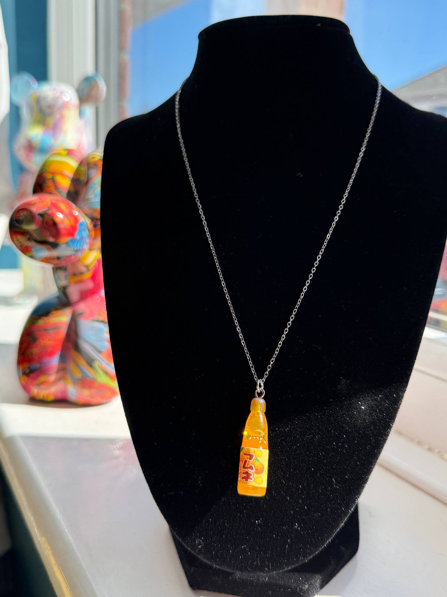 Kawaii Ramune Bottle Necklace – Japanese Soda Charm, Stainless Steel Chain, Pastel Y2K Jewellery, Matching Earrings & Phone Charm Available Beadsbylillixx