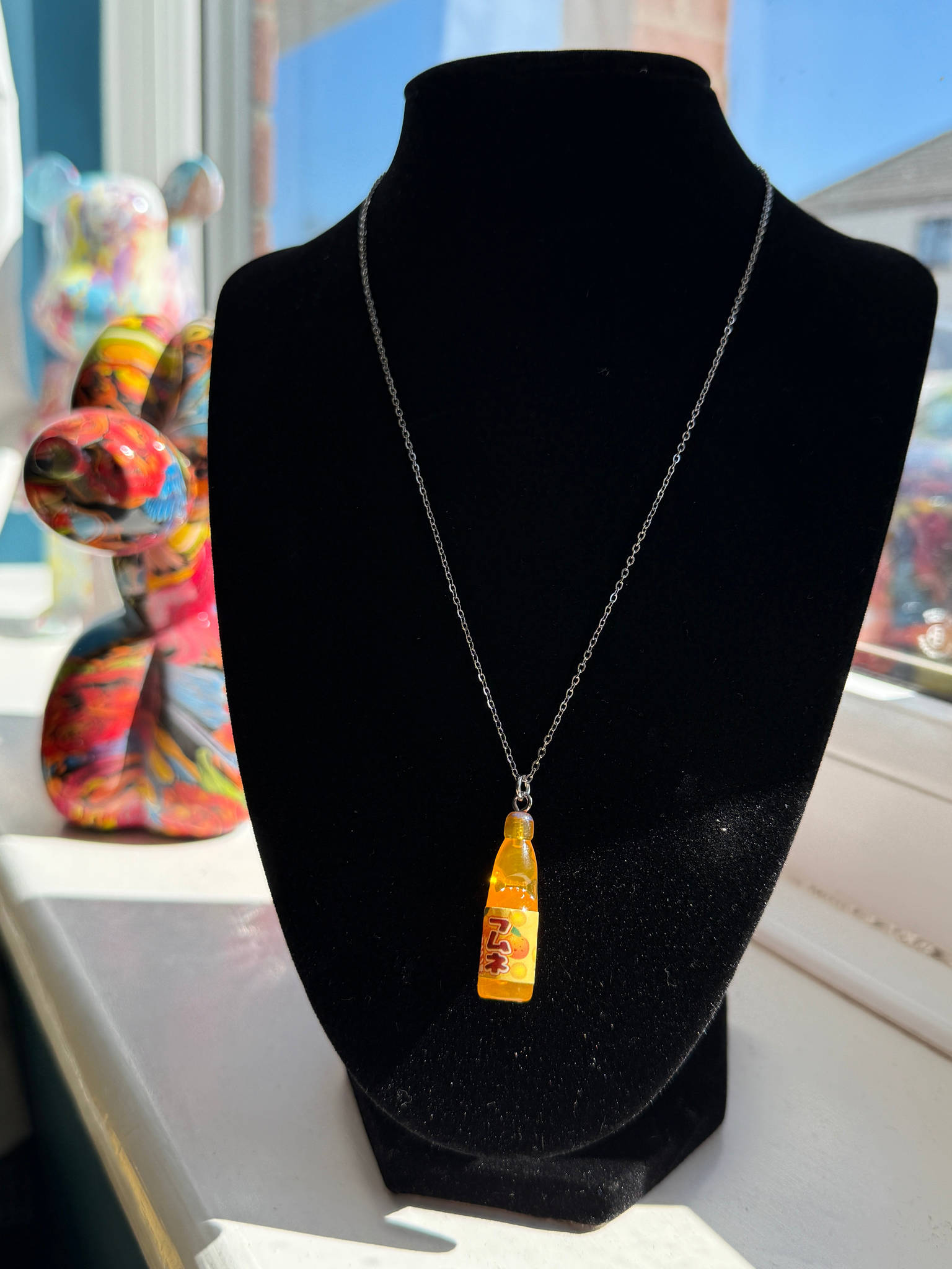 Kawaii Ramune Bottle Necklace – Japanese Soda Charm, Stainless Steel Chain, Pastel Y2K Jewellery, Matching Earrings & Phone Charm Available Beadsbylillixx