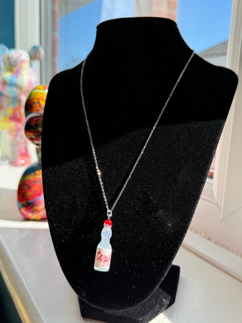 Kawaii Ramune Bottle Necklace – Japanese Soda Charm, Stainless Steel Chain, Pastel Y2K Jewellery, Matching Earrings & Phone Charm Available Beadsbylillixx