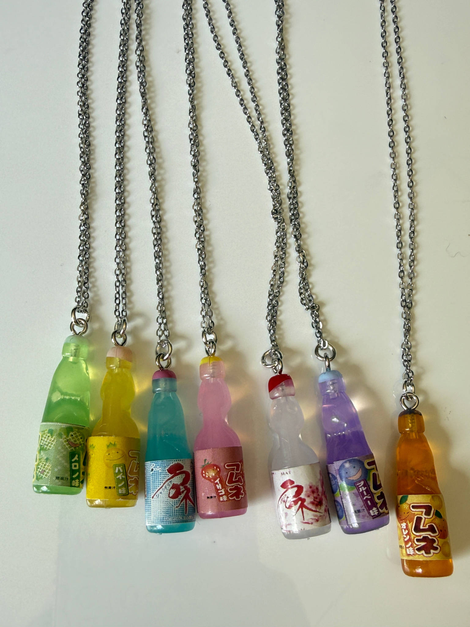 Kawaii Ramune Bottle Necklace – Japanese Soda Charm, Stainless Steel Chain, Pastel Y2K Jewellery, Matching Earrings & Phone Charm Available Beadsbylillixx